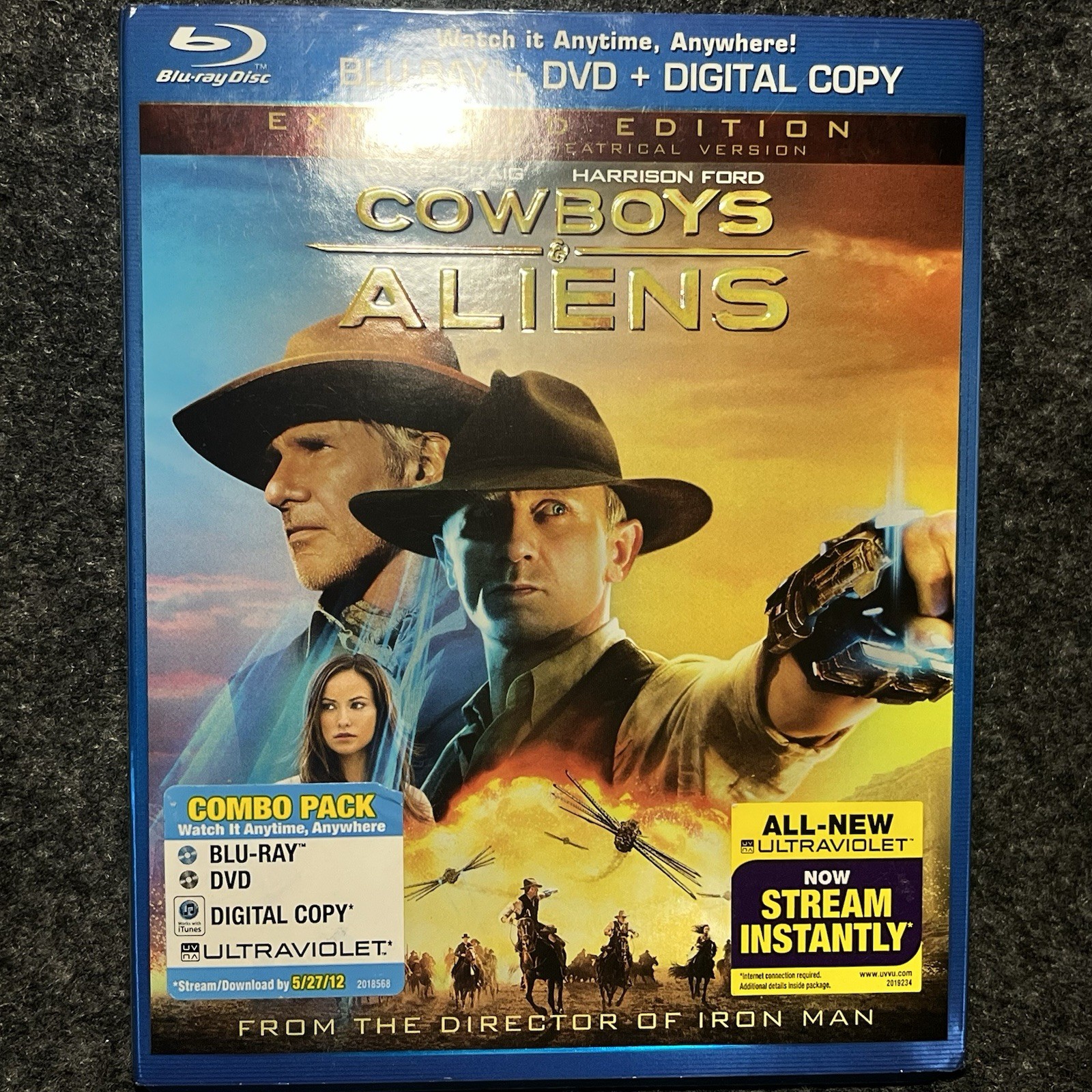 Cowboys & Aliens Extended Edition Blu-ray DVD Combo Pack Slipcover 2-Disc