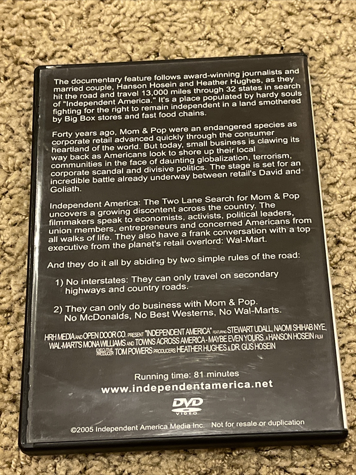 Independent America: The Two Lane Search For Mom And Pop 2005 DVD 81 Minutes
