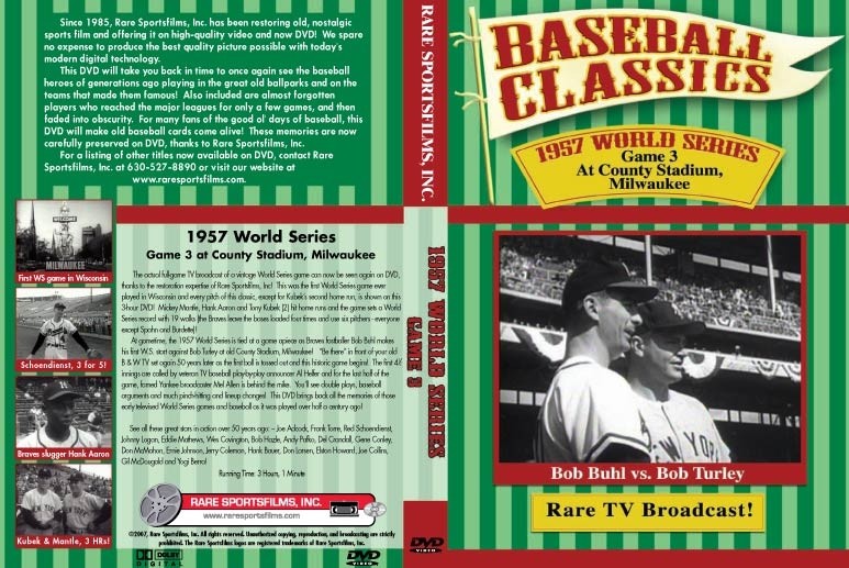 1957 World Series Game 3 at Milwaukee, TV broadcast DVD – Mantle, Aaron HR!