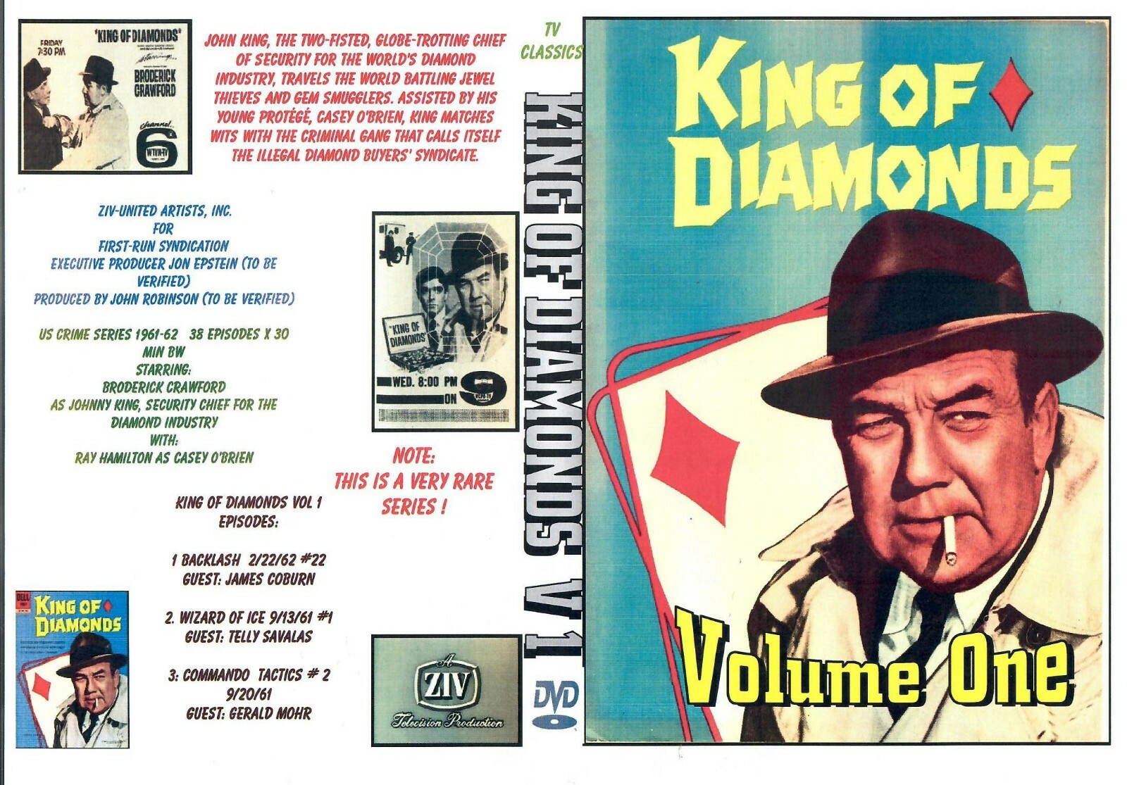 KING OF DIAMONDS TV SERIES VOL 1. 1961 ON DVD VERY RARE ! BRODERICK CRAWFORD