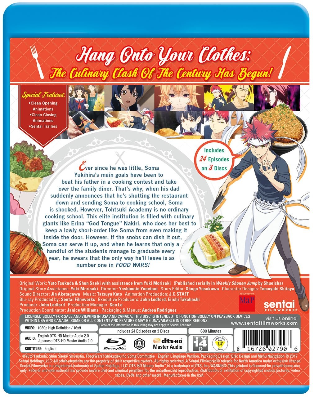 Food Wars Blu-ray Physical TV Series Soma Yukihira Cooking School Drama