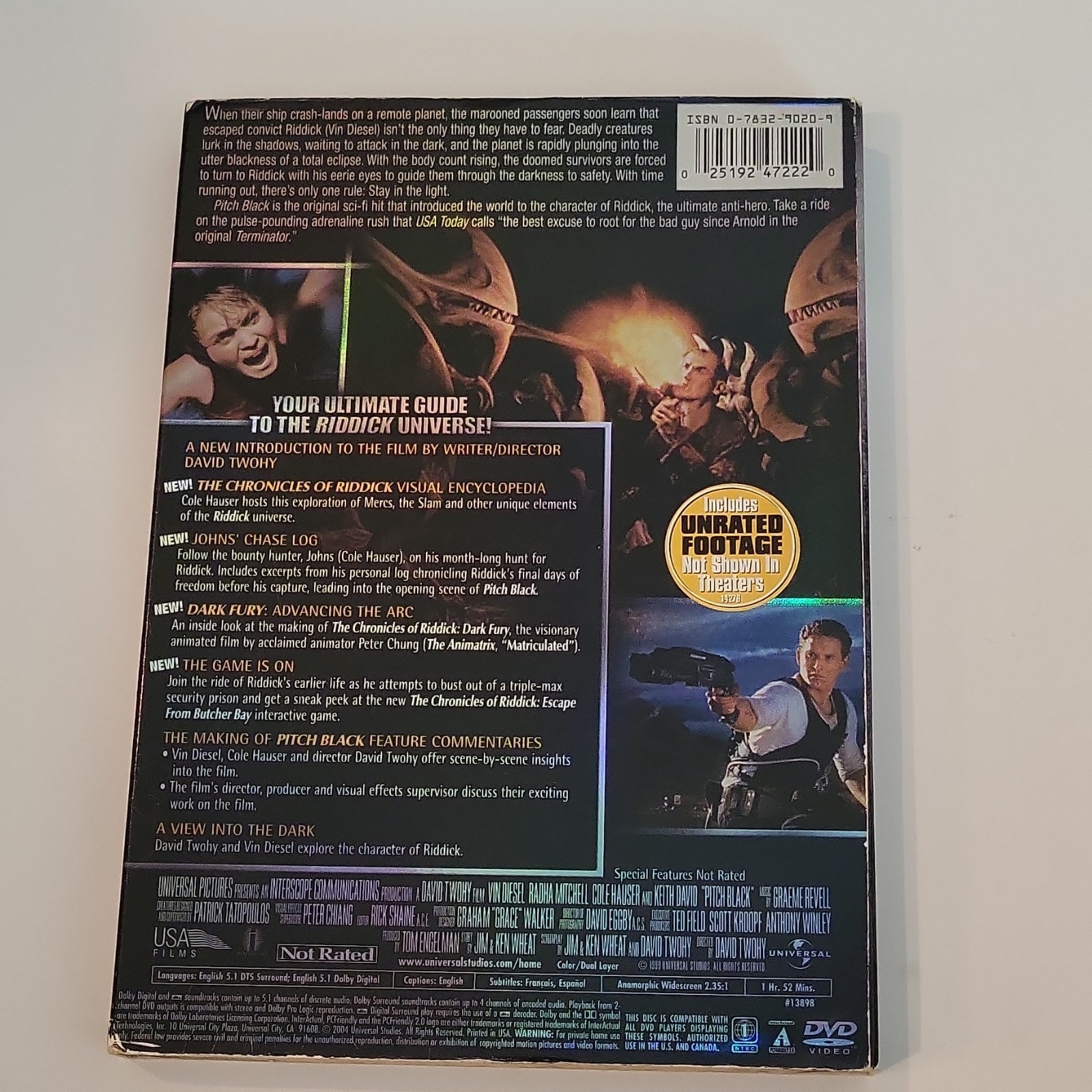 Universal Pitch Black Unrated Director’s Cut Widescreen DVD (Riddick)