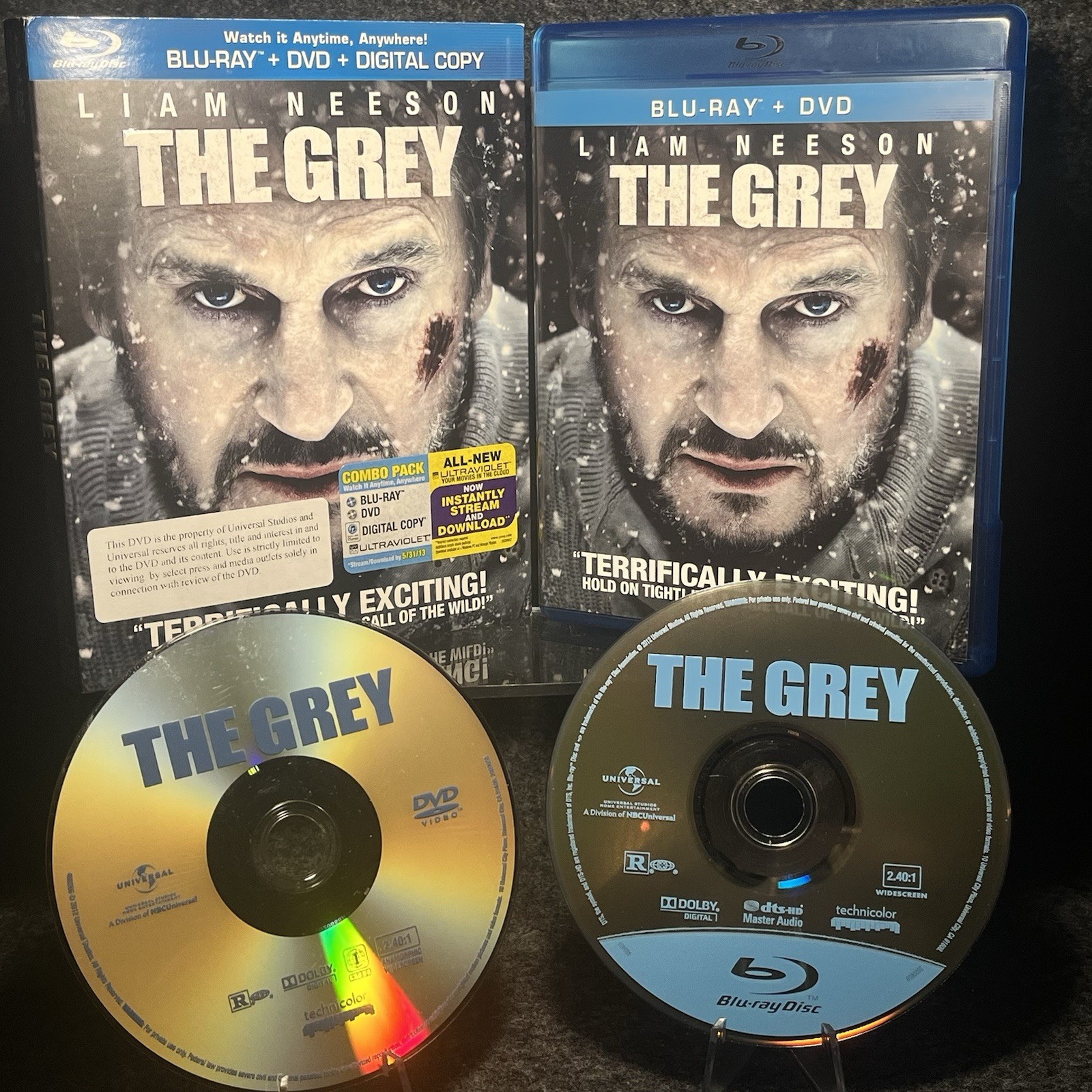 The Grey Blu-ray DVD 2-Disc Liam Neeson Survival Thriller w Slipcover Movie