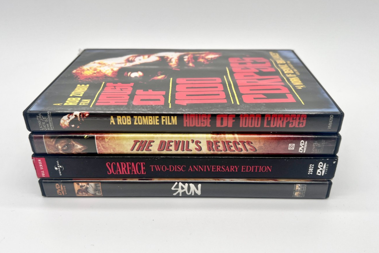 Lot of 4 DVDs Scarface, The Devil’s Rejects, Spun, & House of 1000 Corpses