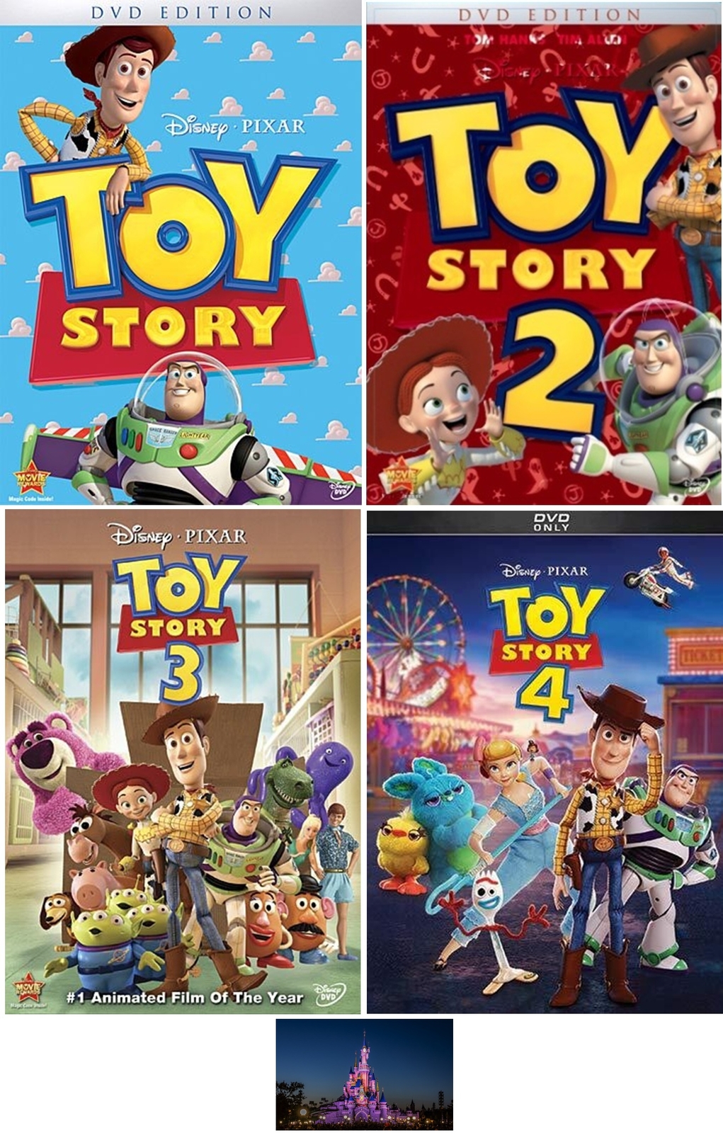 Disney Pixar TOY STORY 1 One 2 Two 3 Three 4 Four 4 DVD Set New