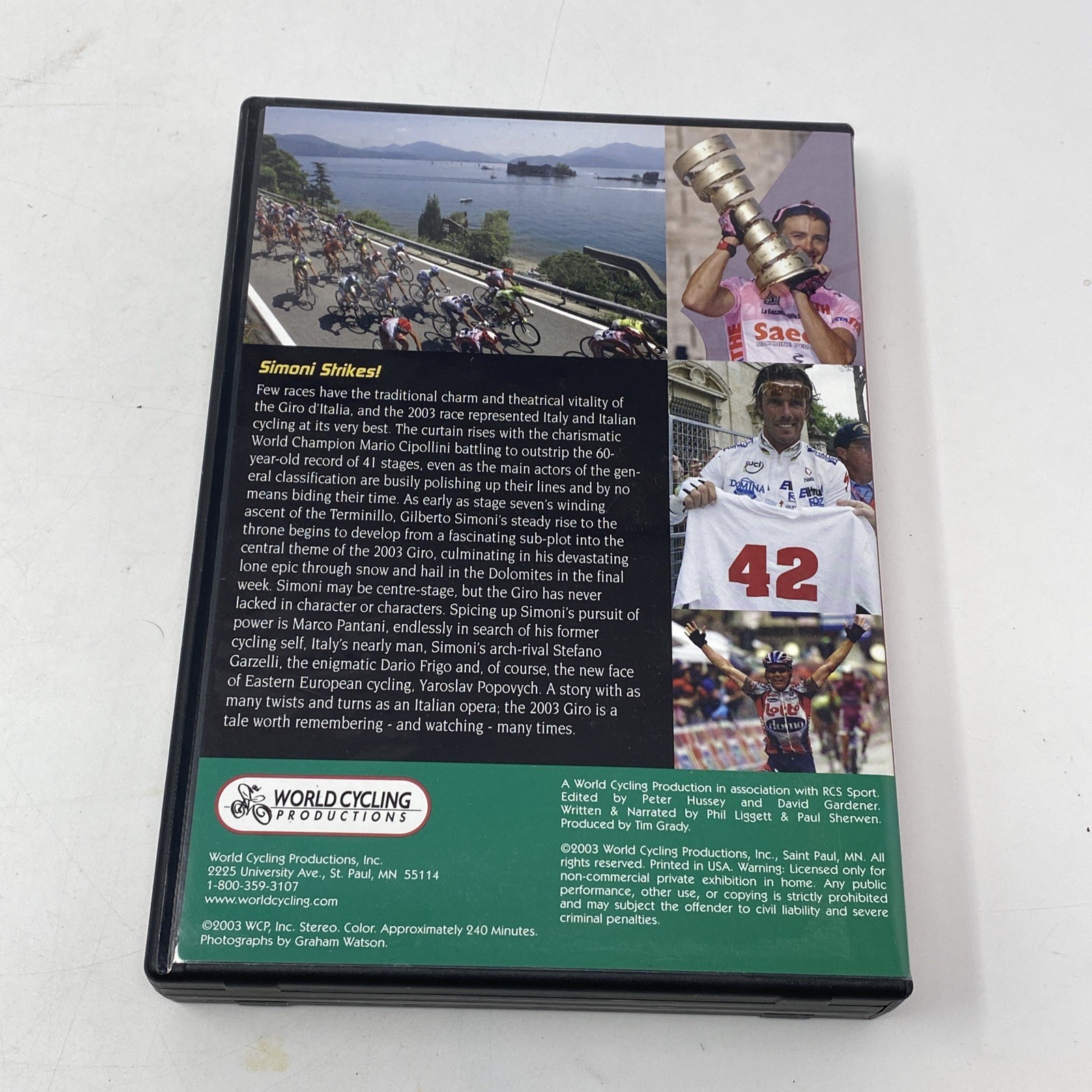 2003 Giro d’Italia World Cycling Productions 3 DVD 4 hrs Gilberto Simoni Used