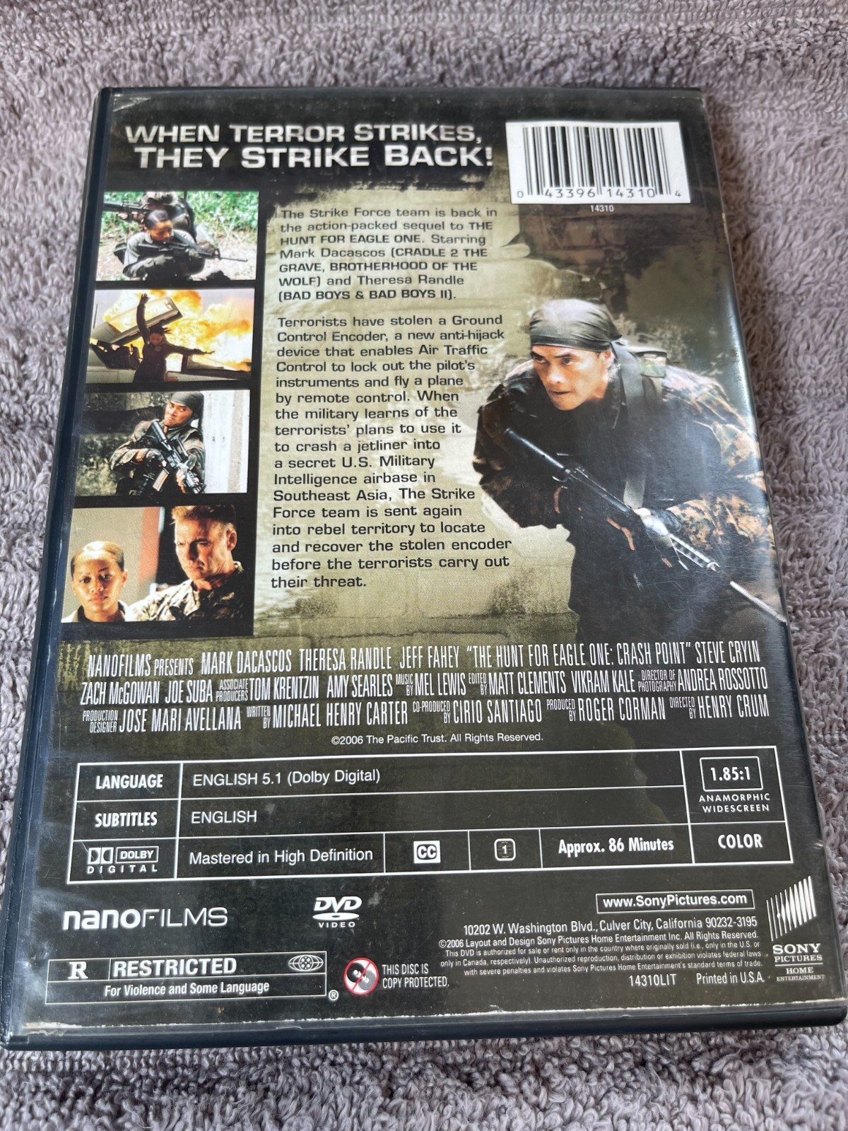 The Hunt for Eagle One: Crash Point (DVD, Widescreen) Mark Dacascos