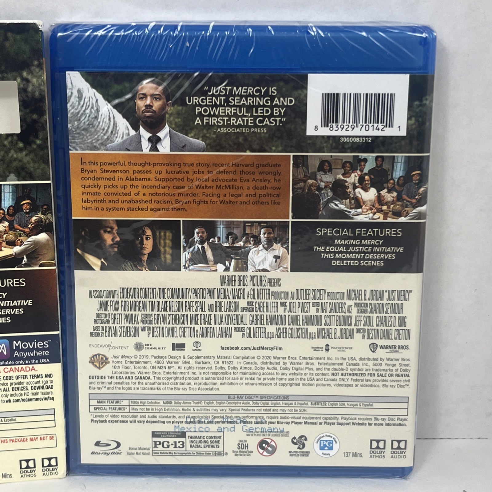 Just Mercy (Blu-ray + Digital code) New, Sealed! w/slipcover – Free Shipping