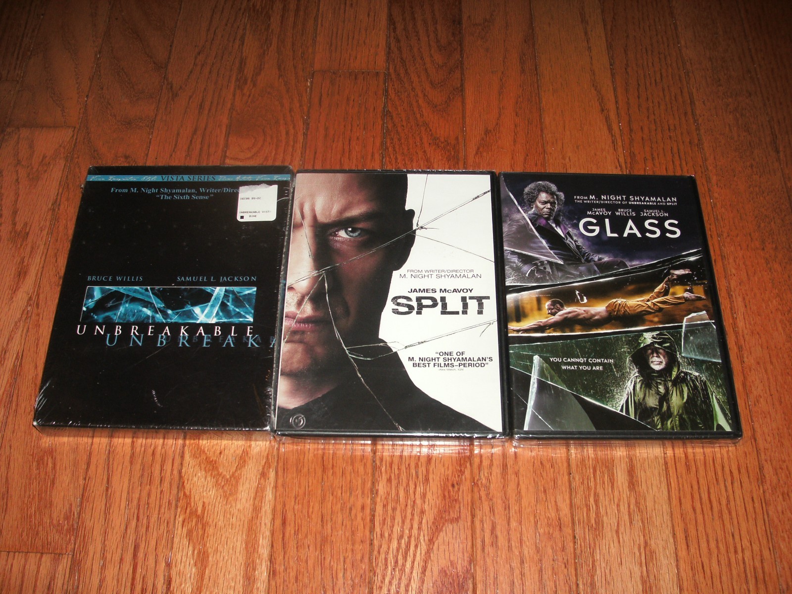 Brand New. 3 M Night Shyamalan DVDs. Unbreakable, Split & Glass. Bruce Willis