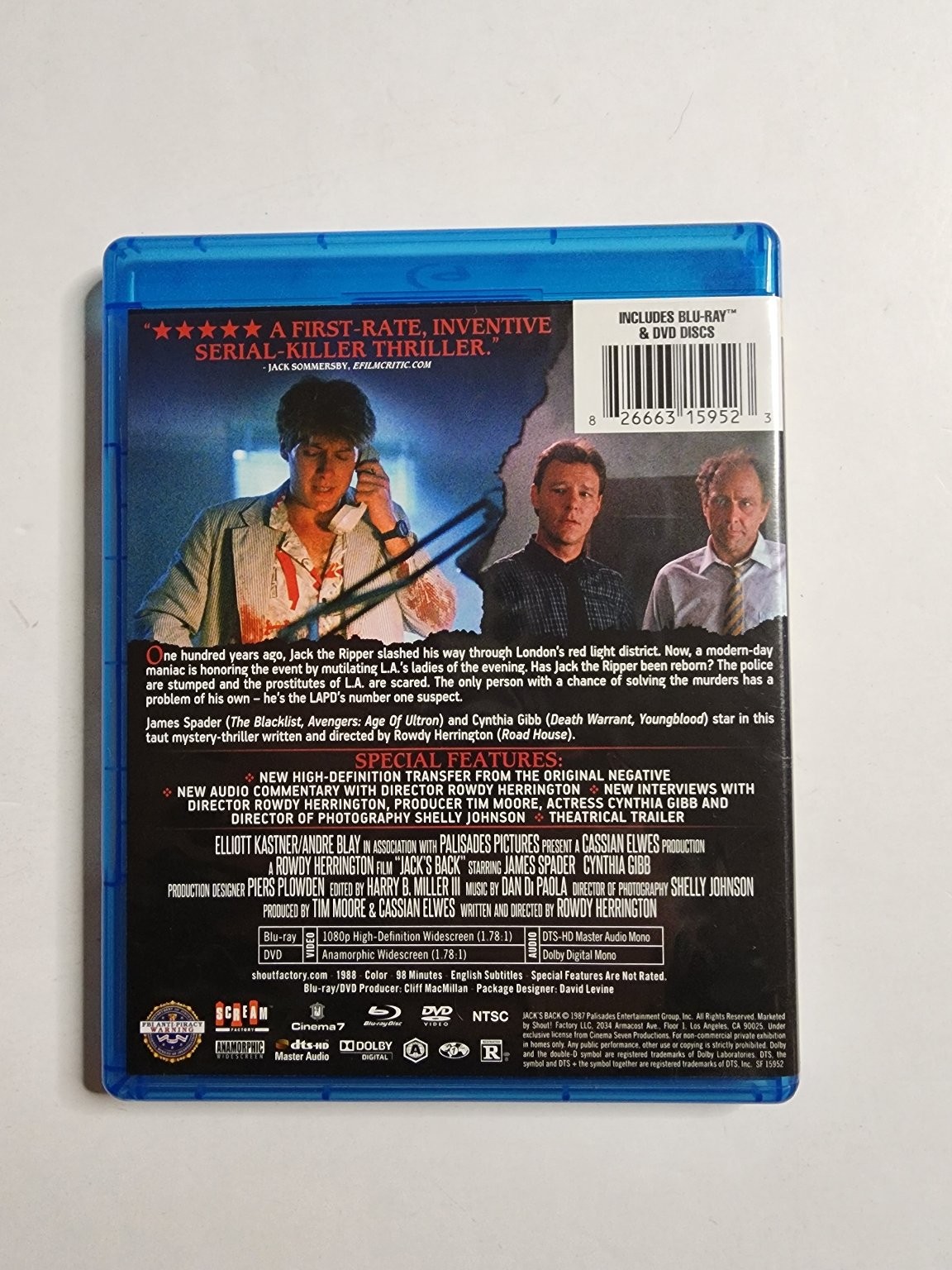 Jack’s Back Blu-ray DVD Combo Pack 1988 James Spader Rowdy Herrington Thriller