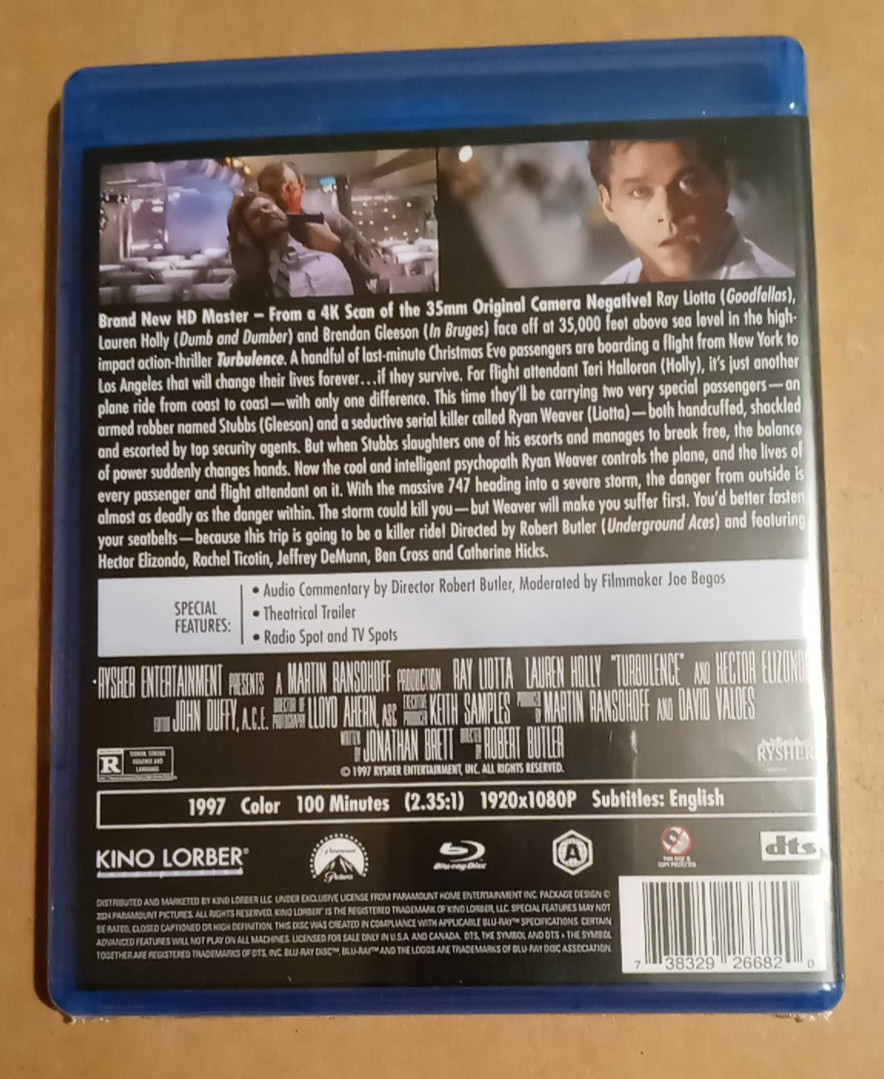 NEW ~ Turbulence (Blu-ray, 1997) ~ Ray Liotta ~ Lauren Holly ~ [Kino Lorber]