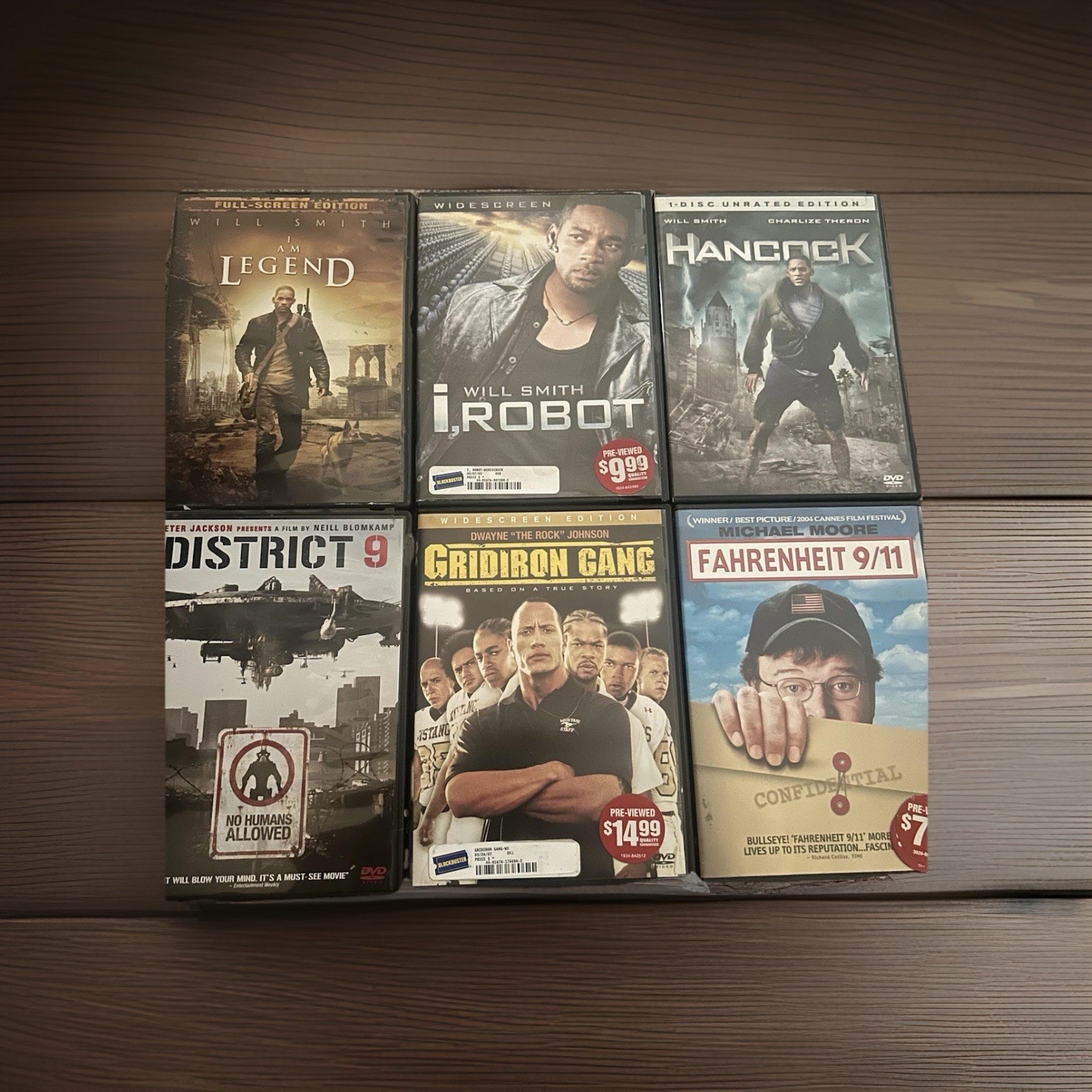 Will Smith DVD Lot: I Am Legend, I, Robot, Hancock, District 9, Gridiron Gang