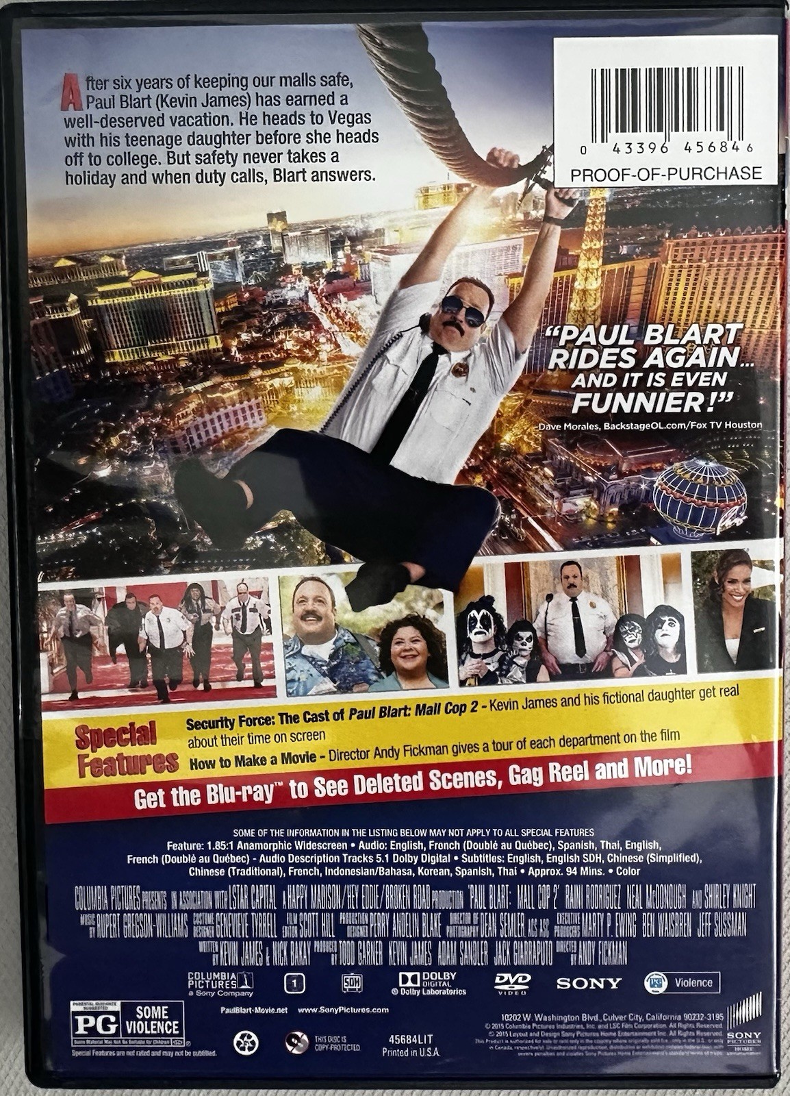 Sony Paul Blart: Mall Cop 2 DVD (PG, 2015, 94 Min) Widescreen