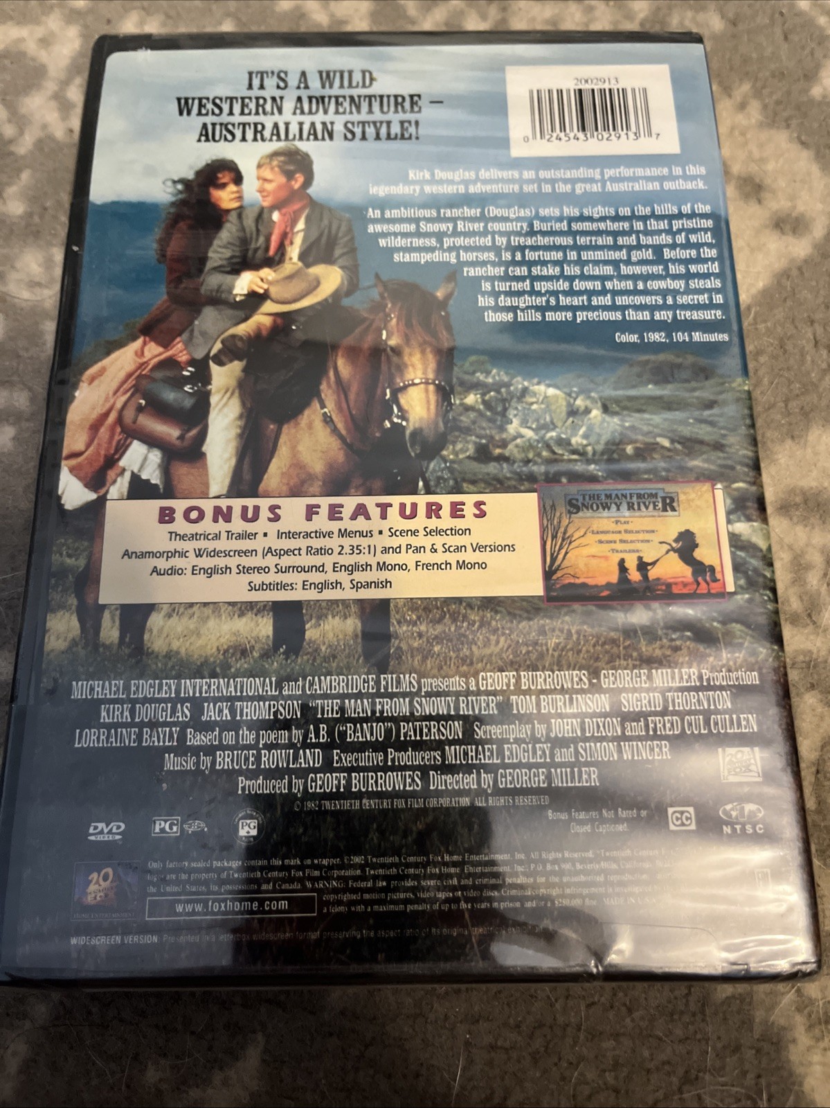 The Man from Snowy River (DVD, 1982) New Sealed Kirk Douglas Widescreen & Full