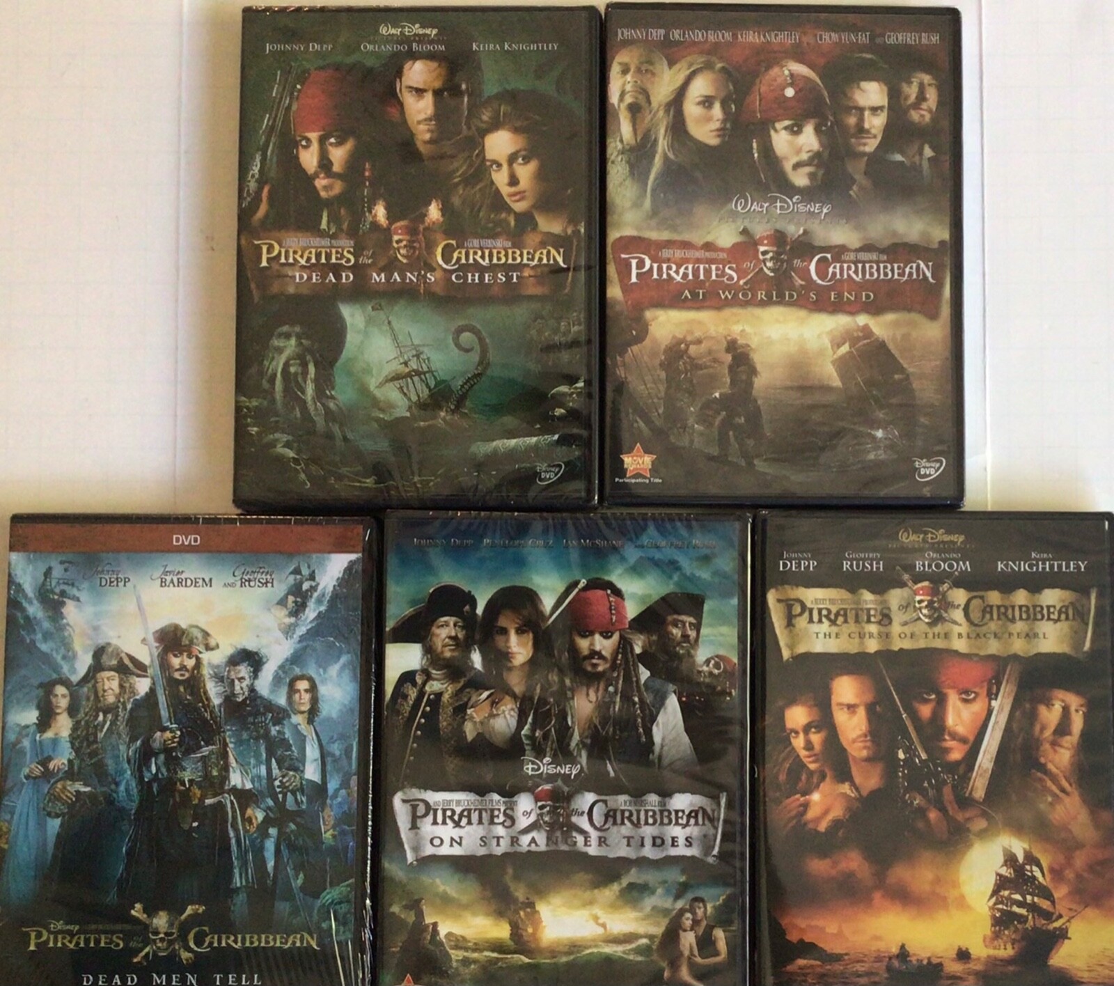 Pirates of the Caribbean 1 2 3 4 5 Complete DVD Set Johnny Depp 1 – 5 Collection