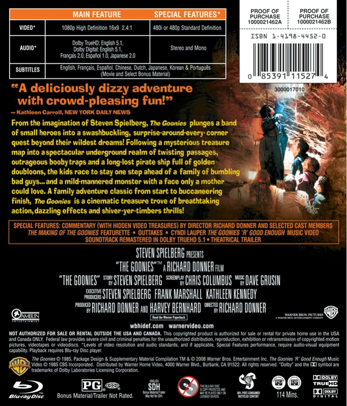 The Goonies Blu-ray Sean Astin NEW