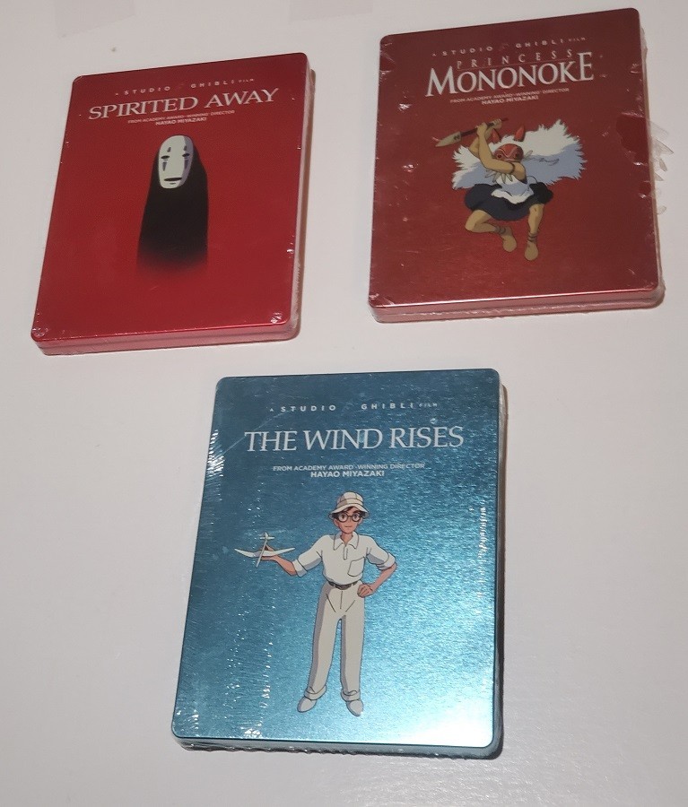 Spirited Away, Princess Mononoke, The Wind Rises Blu-ray Steelbook Set LE