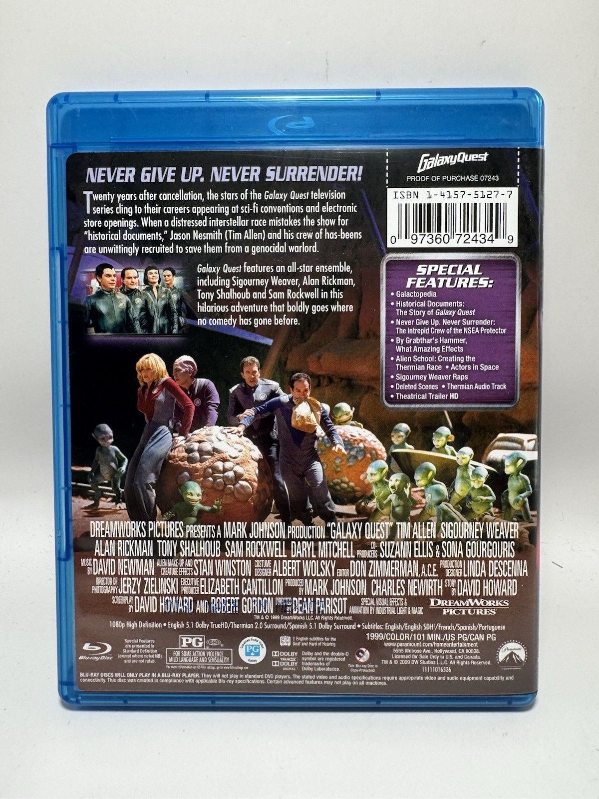 Galaxy Quest Blu-ray 1999 Tim Allen Sigourney Weaver Alan Rickman Rare OOP!