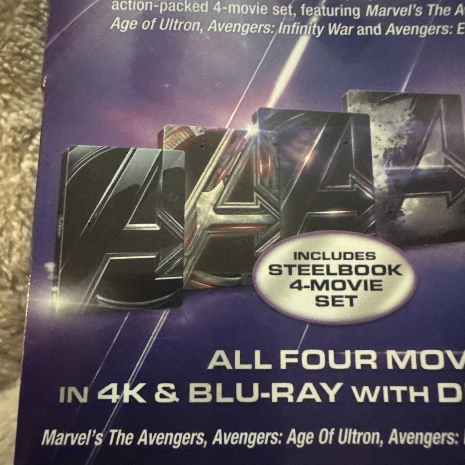 Avengers Steelbook 4k Ultra HD + Blu-Ray + Digital 4-Movie Collection New