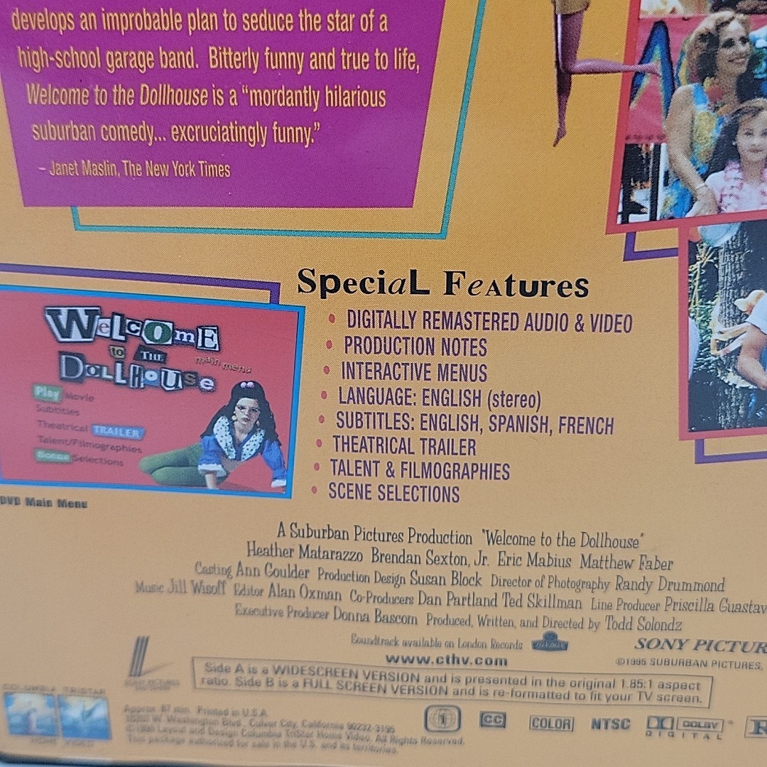 Welcome to the Dollhouse DVD, 1996 Todd Solondz / Heather Matarazzo SUNDANCE Win