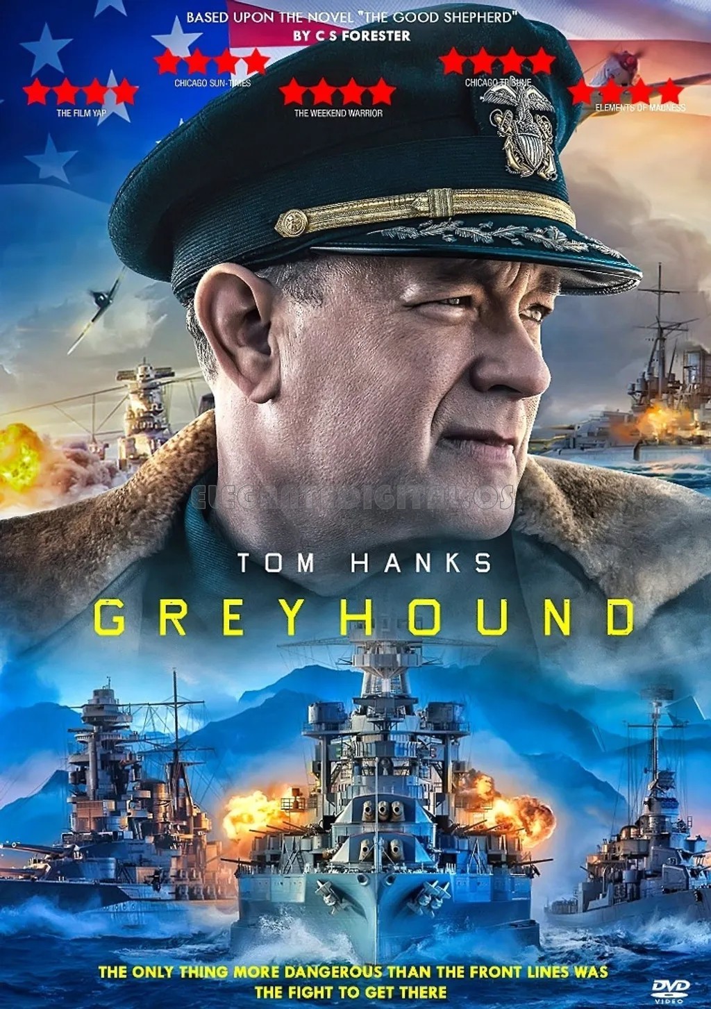 Greyhound (2020) DVD WWII Naval War Movie English Subs High Quality Region Free