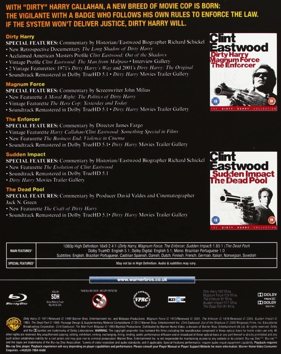 DIRTY HARRY COLLECTION [Blu-ray] Clint Eastwood All 5 Movies Set, Stock