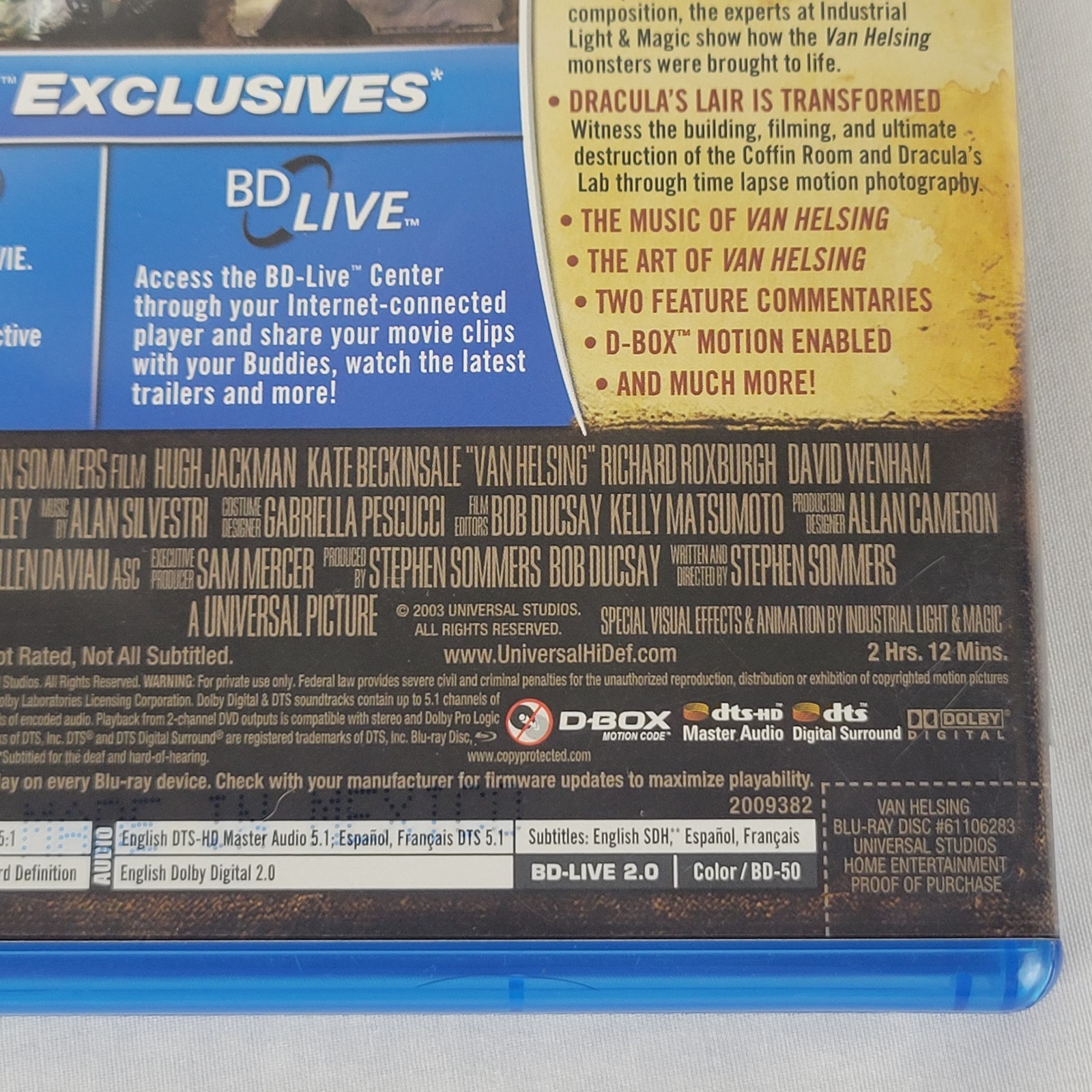 Van Helsing Blu-ray Hugh Jackman Kate Beckinsale