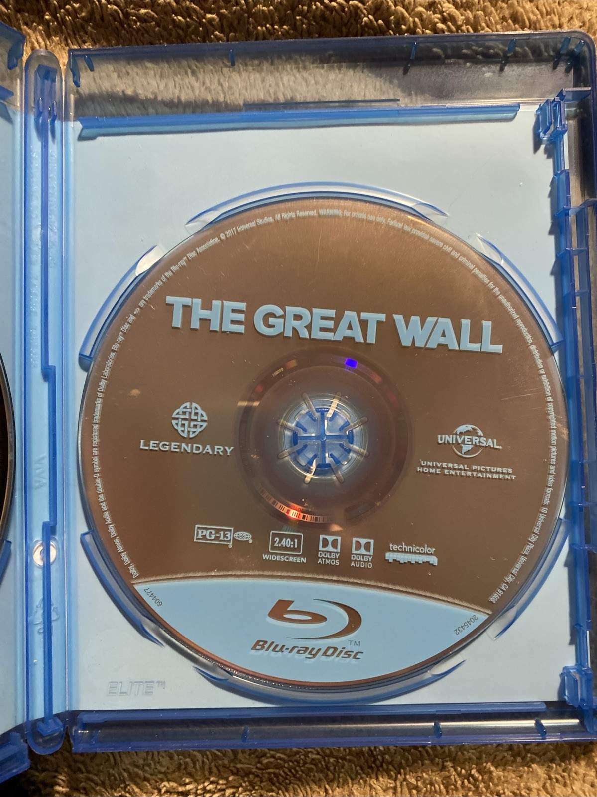 The Great Wall (Blu-ray, DVD 2017) With Slipcover!! No Digital Code