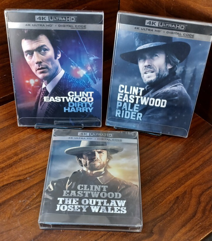 Dirty Harry / Pale Rider/ Outlaw Josey (4K)-SLIPCOVERS w/PROTECTIVE SLEEVES-NEW!