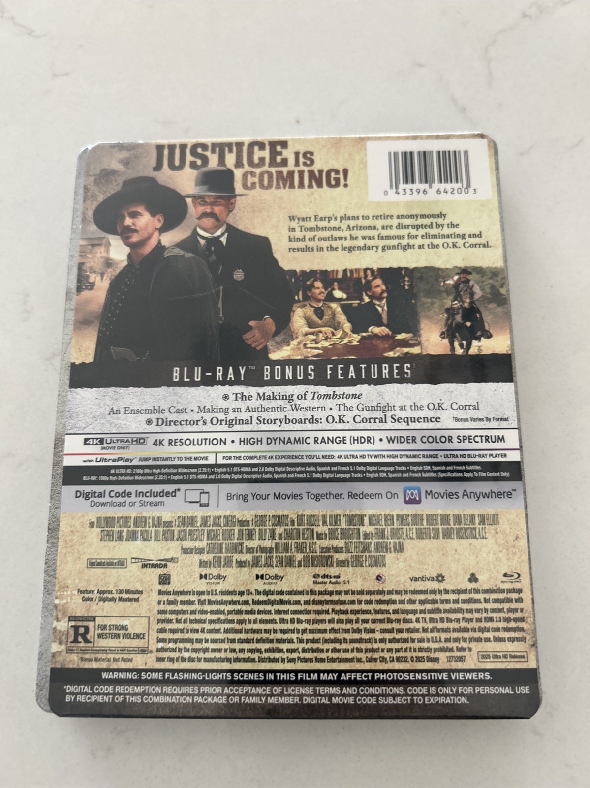 Tombstone 4K UHD + Blu-Ray + Digital Limited Edition US Steelbook With Protector