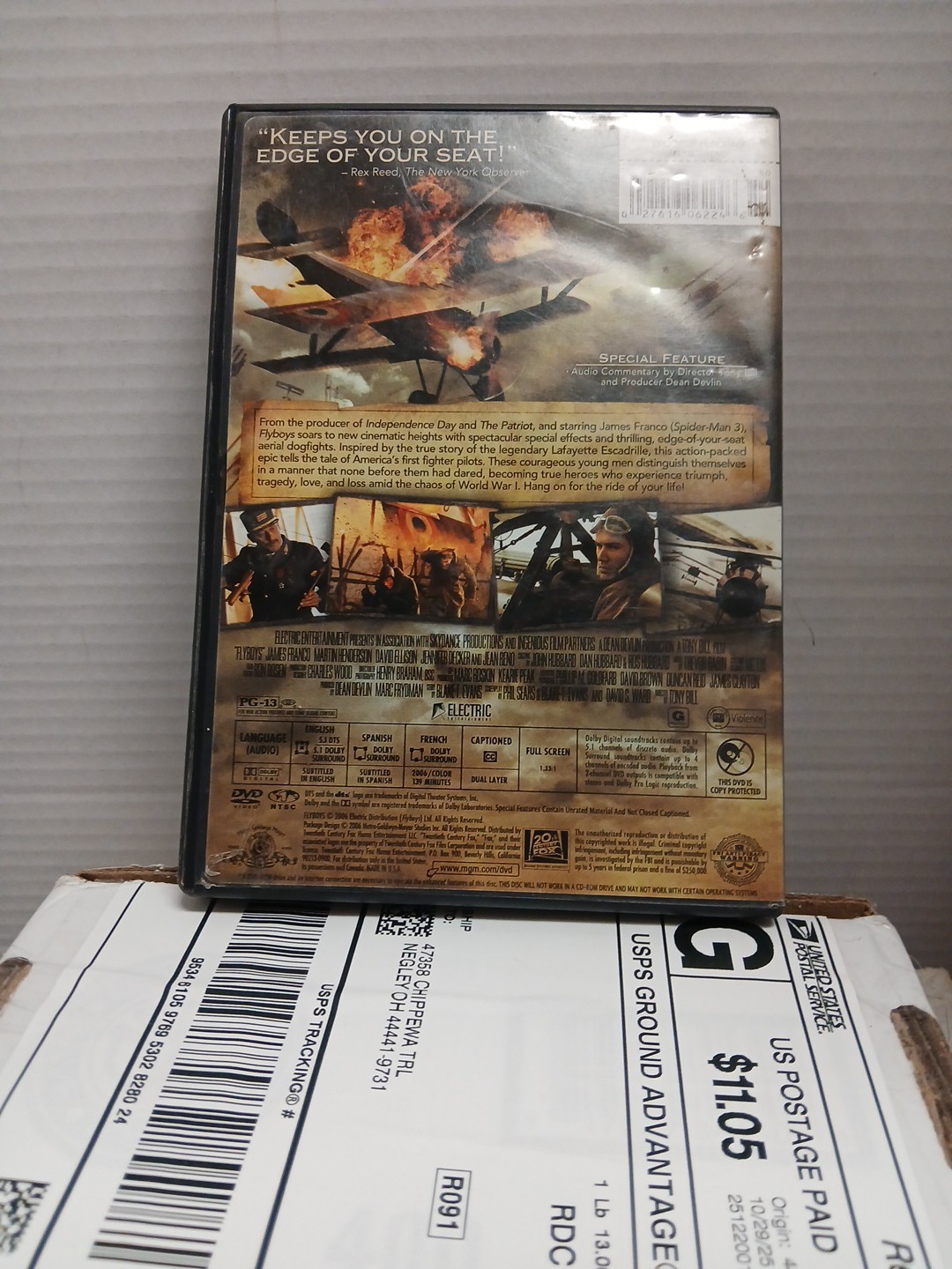 Flyboys (2006 DVD 139 Min Rated PG-13) James Franco
