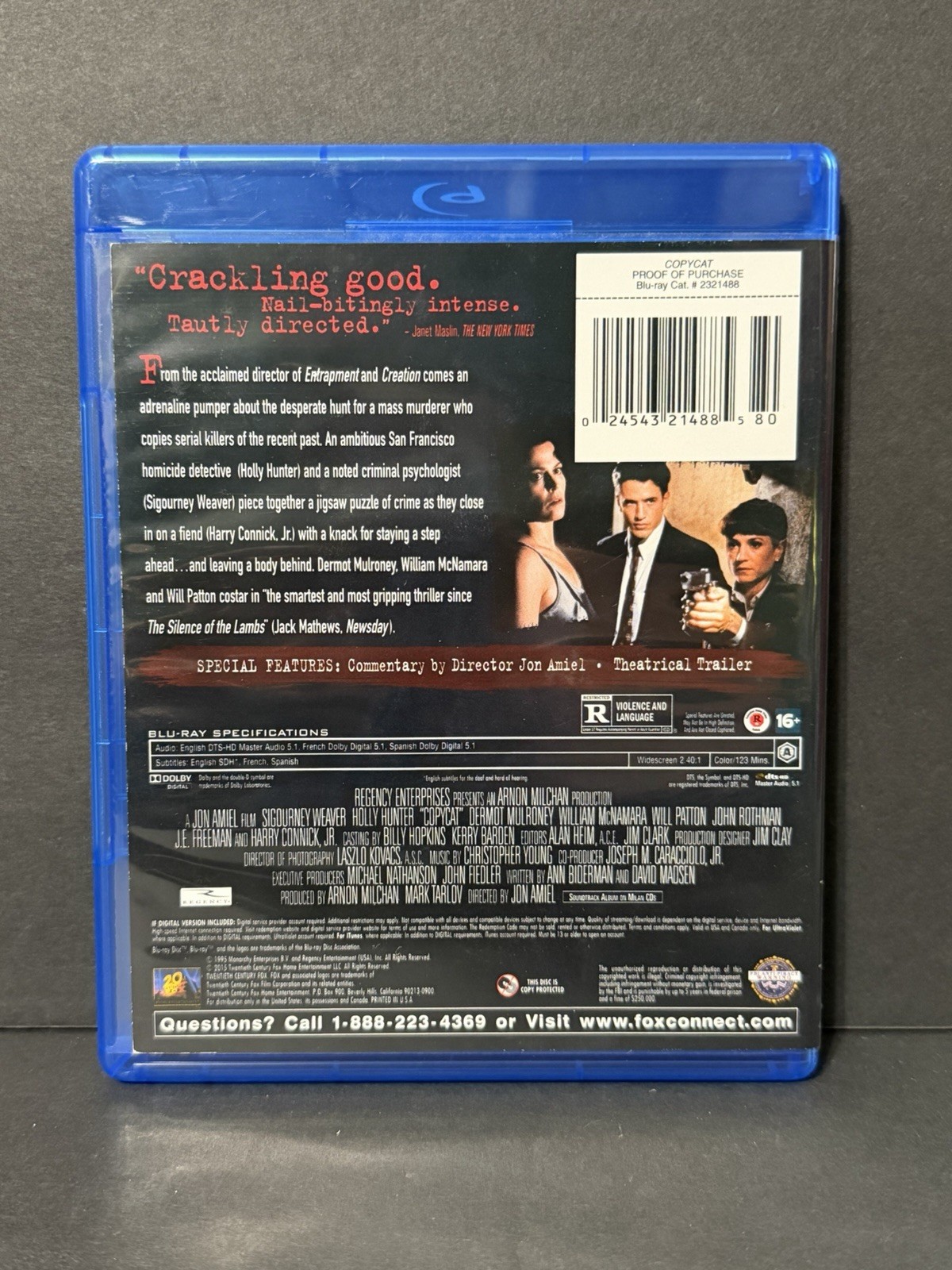Copycat Bluray Movie Thriller Sigourney Weaver Holly Hunter Dermot Mulroney