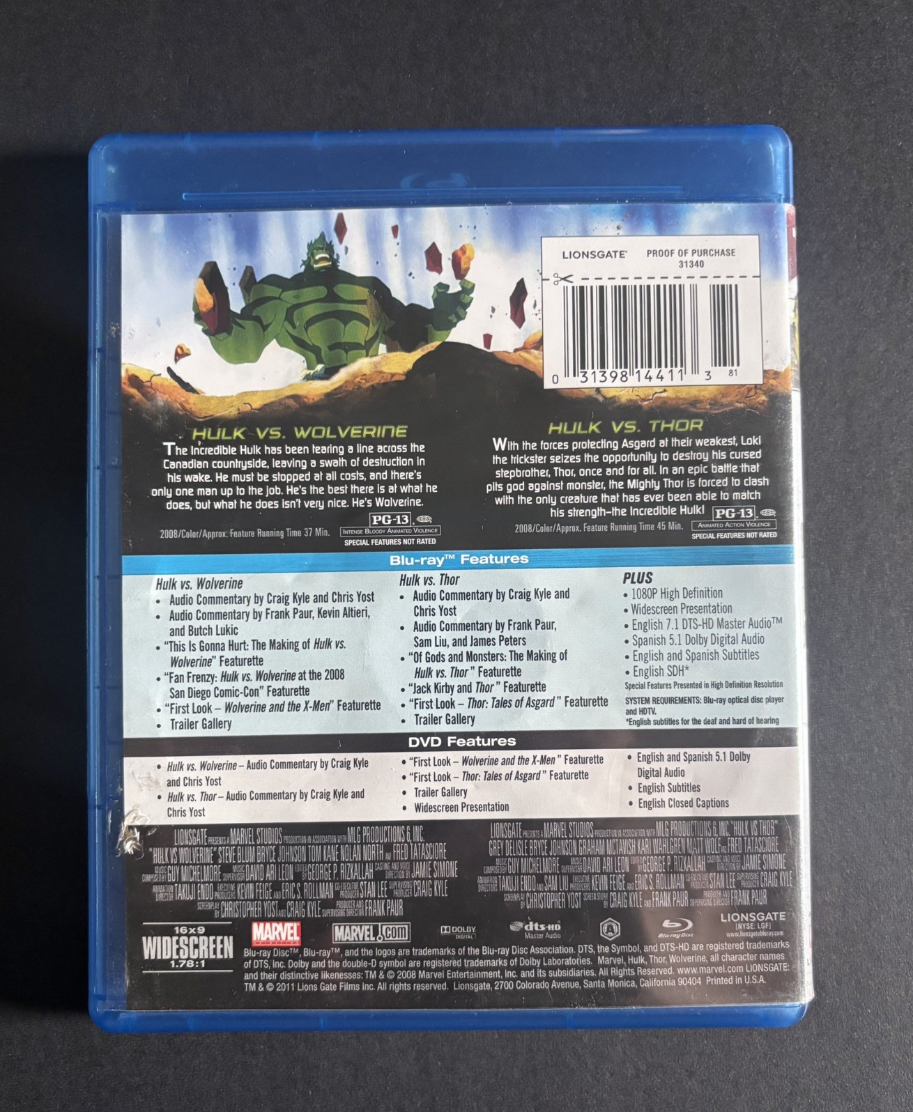 Hulk Vs. Thor / Hulk Vs. Wolverine (Blu-ray + DVD)