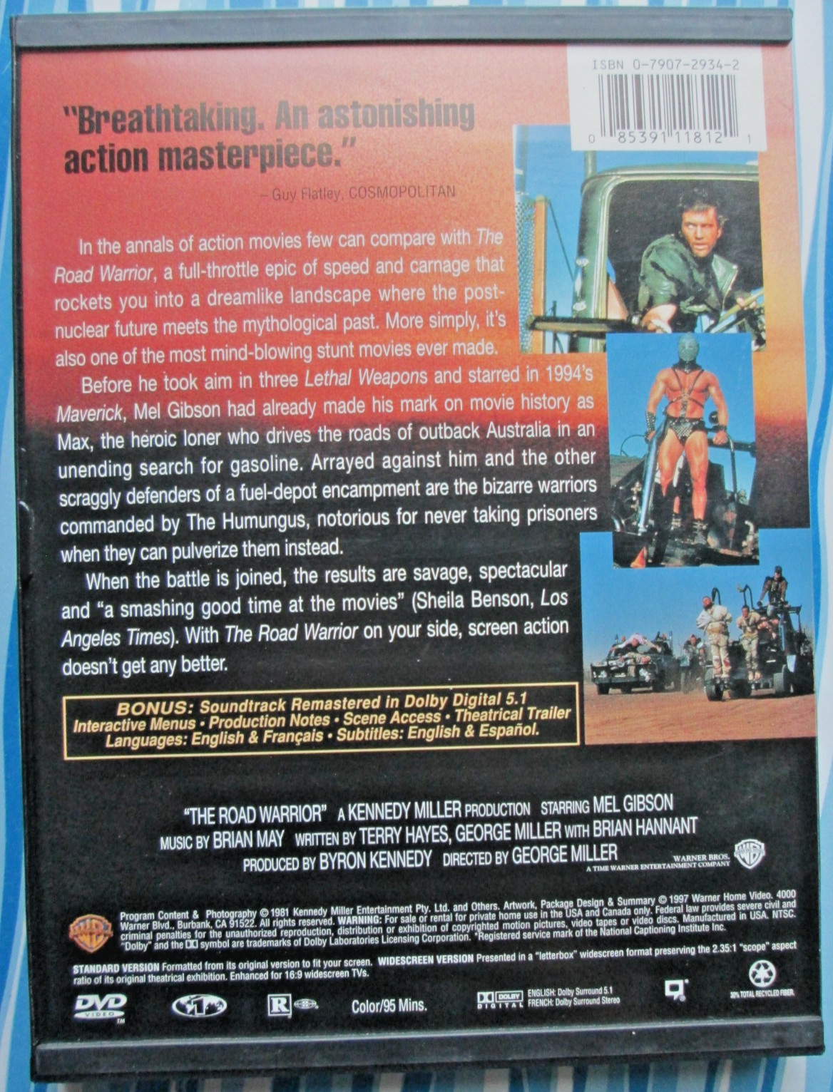 The Road Warrior (1981) DVD 1997 Mel Gibson 95 mins R-rated dir by George Miller