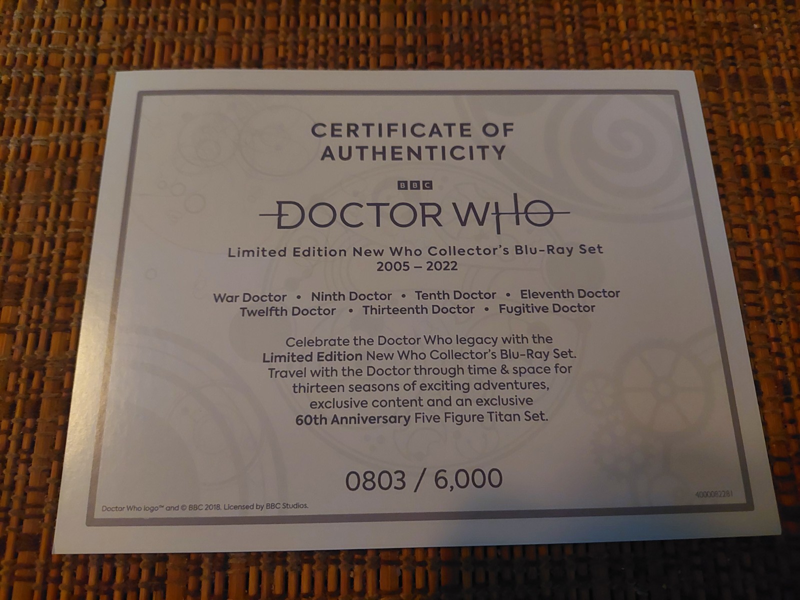 Doctor Who Limited Edition New Who Collector’s Blu Ray Box complete #0803/6000