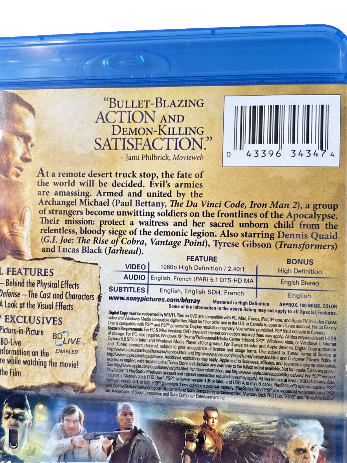 Legion Blu-ray Paul Bettany Digital Copy 2010 Sony Pictures VG