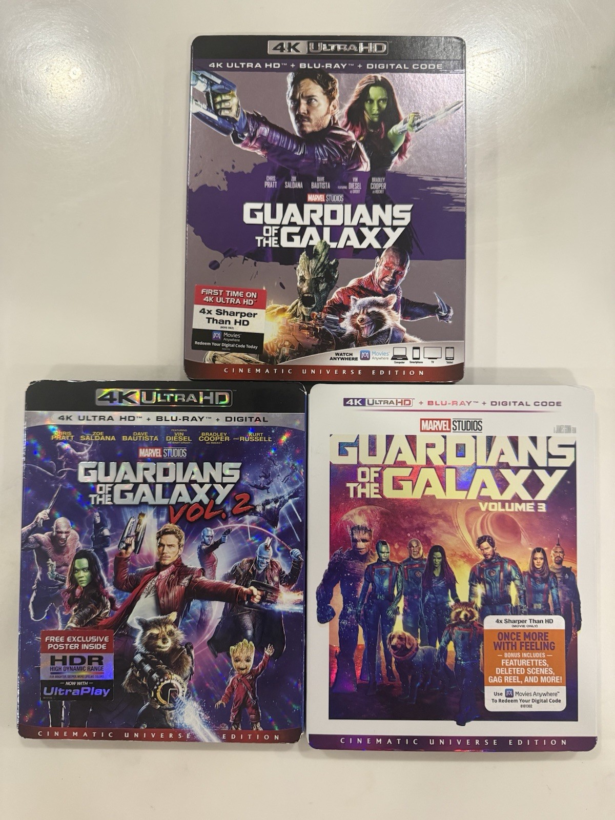 Marvel Guardians of the Galaxy Vol 1 2 3 SLIPCOVERS (4K UHD + Blu-ray) *📦 SHIP*
