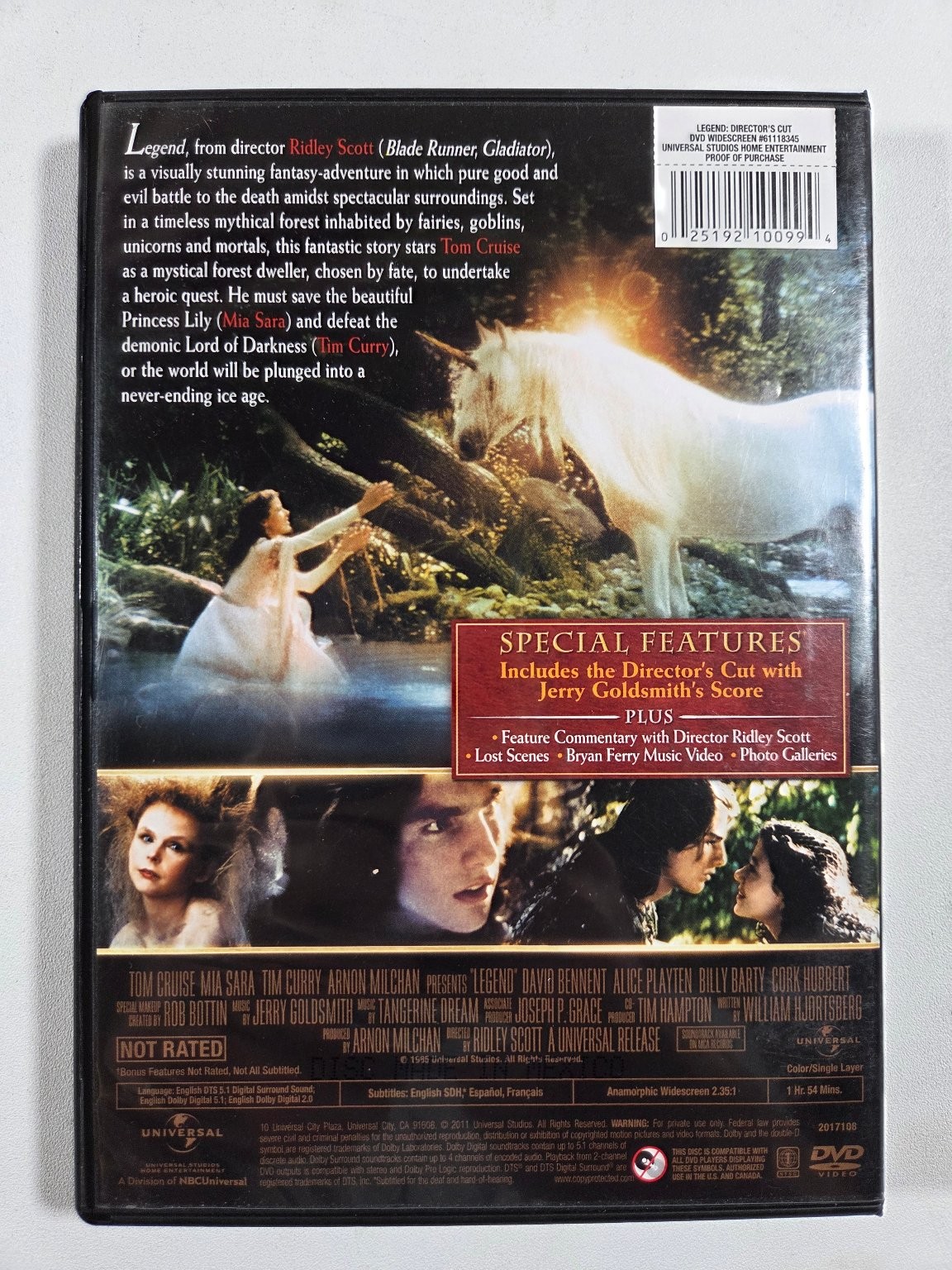 Legend DVD (2004) Director’s Cut Tom Cruise, Ridley Scott, Tim Curry Fantasy