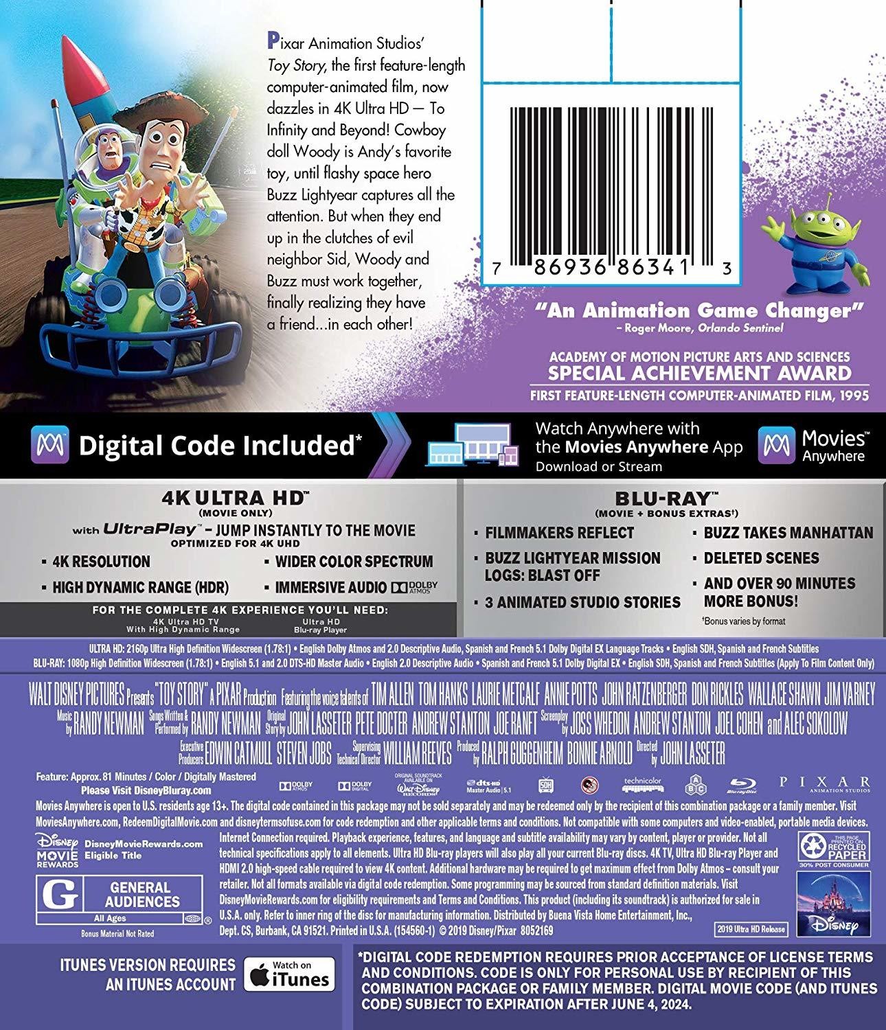 Toy Story (4K UHD / Blu-ray + Digital) NEW