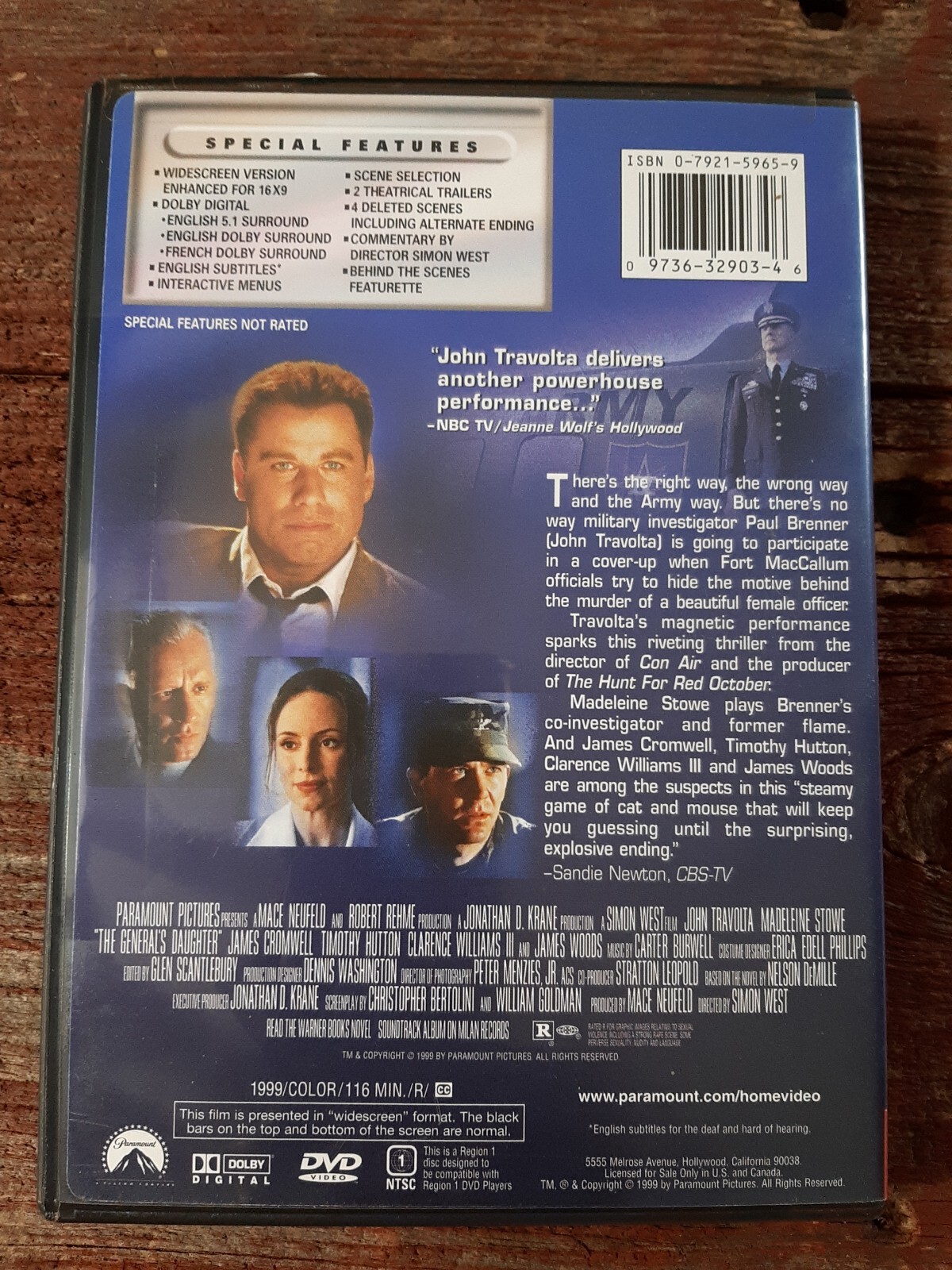 The Generals Daughter – VERY GOOD John Travolta R 116 min