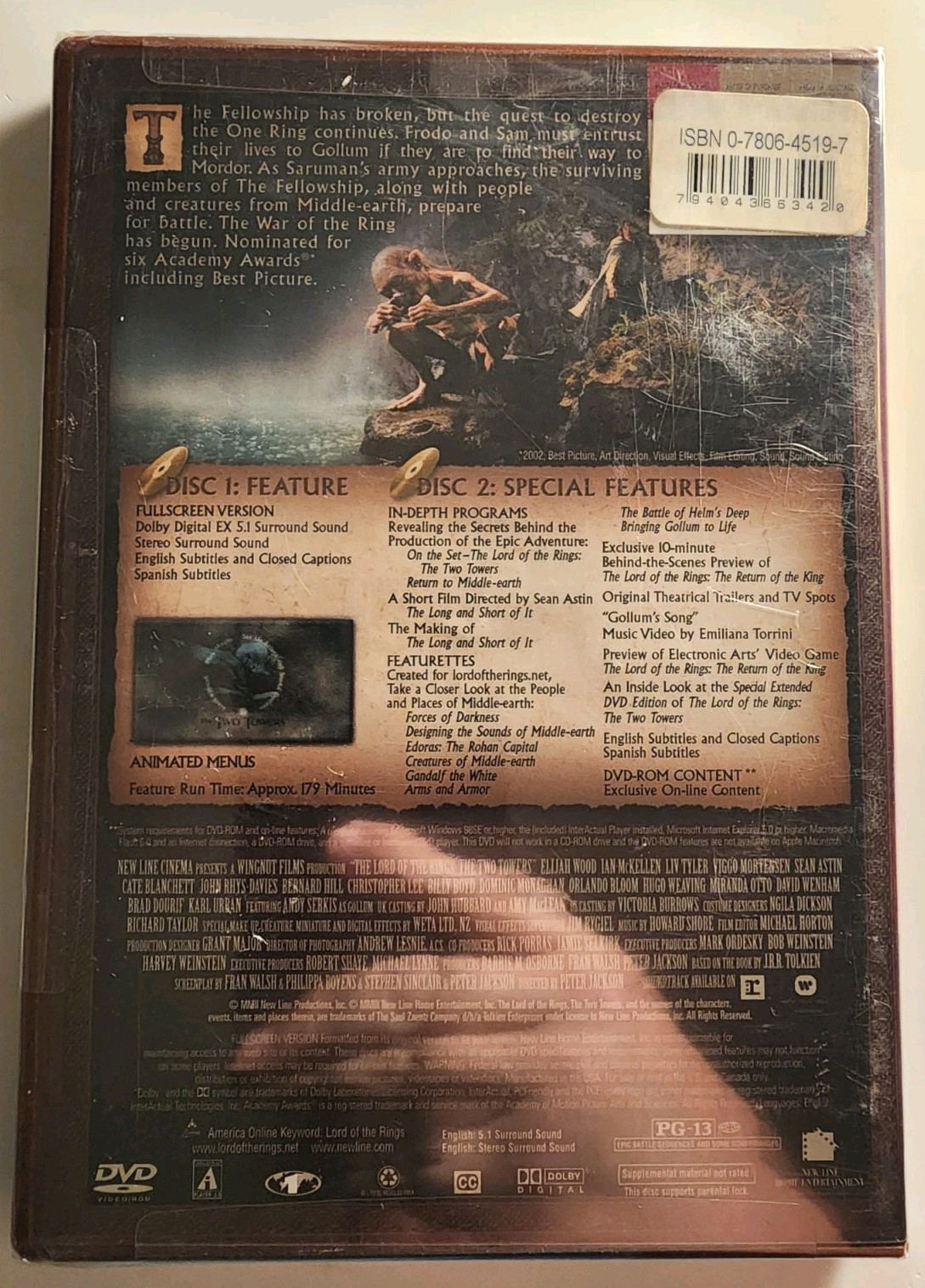 Lord Of The Rings: The Two Towers(DVD)(2-Disk Set)