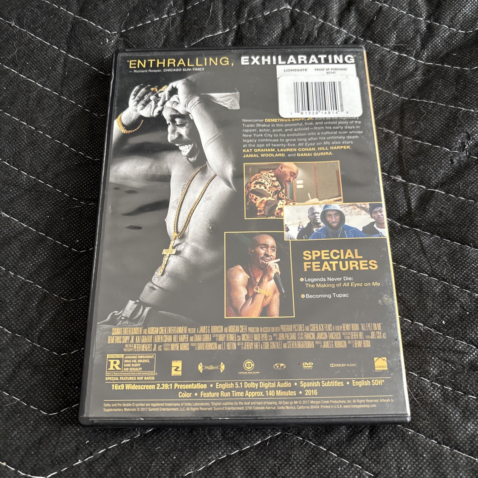 Tupac All Eyez Eyes On Me The Untold Story [DVD, R, 2016, Widescreen, 140 Min]