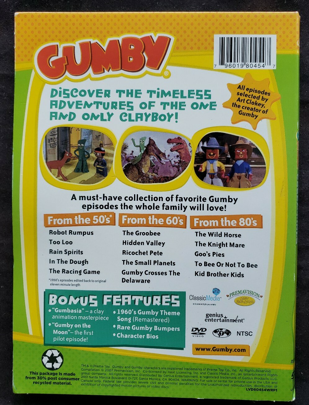 Gumby Essentials – Vol. 1 (DVD, 2007) 15 Episodes Tested 100% Guaranteed VGC