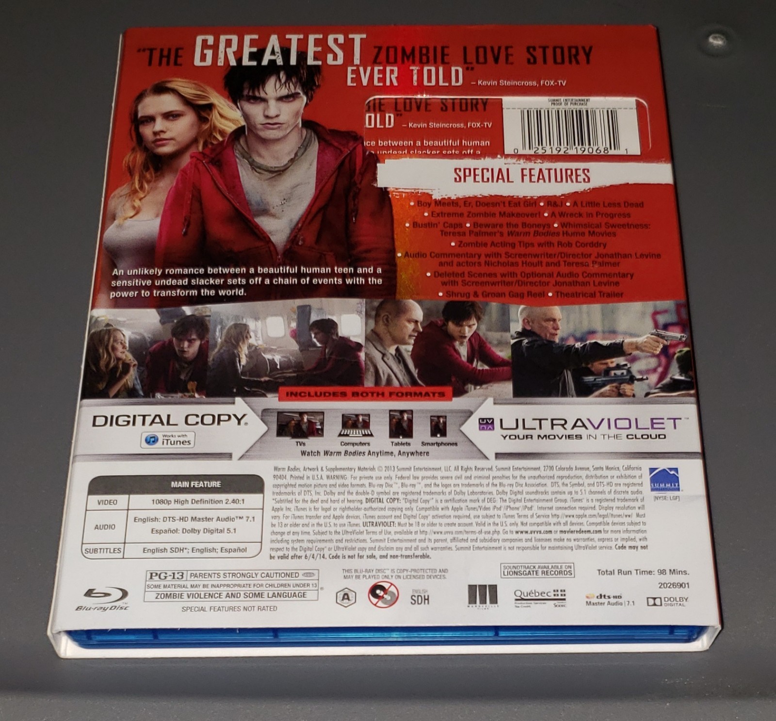 Warm Bodies (Blu-ray, 2013) Slipcover ONLY Horror Comedy Romance