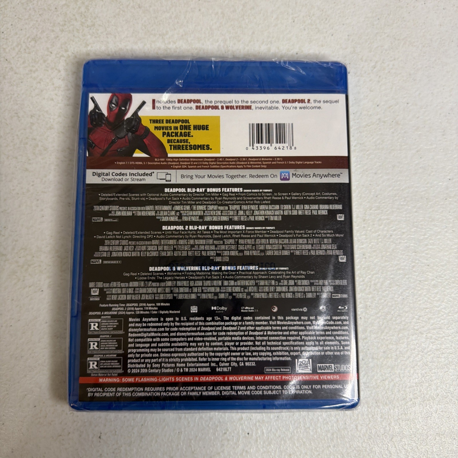 Marvel Deadpool 3-Movie Collection Bluray. No Digital