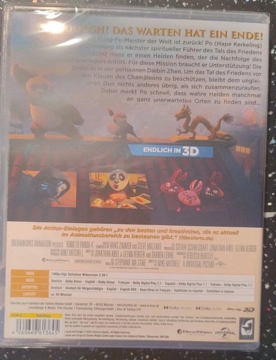 Kung Fu Panda 4 (2024) 3D Blu-Ray BRAND NEW (German Package/English Audio)