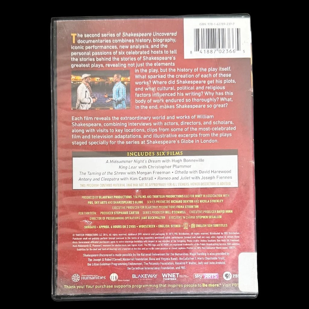 Pbs Shakespeare Uncovered Series 2 DVD 2015 English Sdh Subtitles