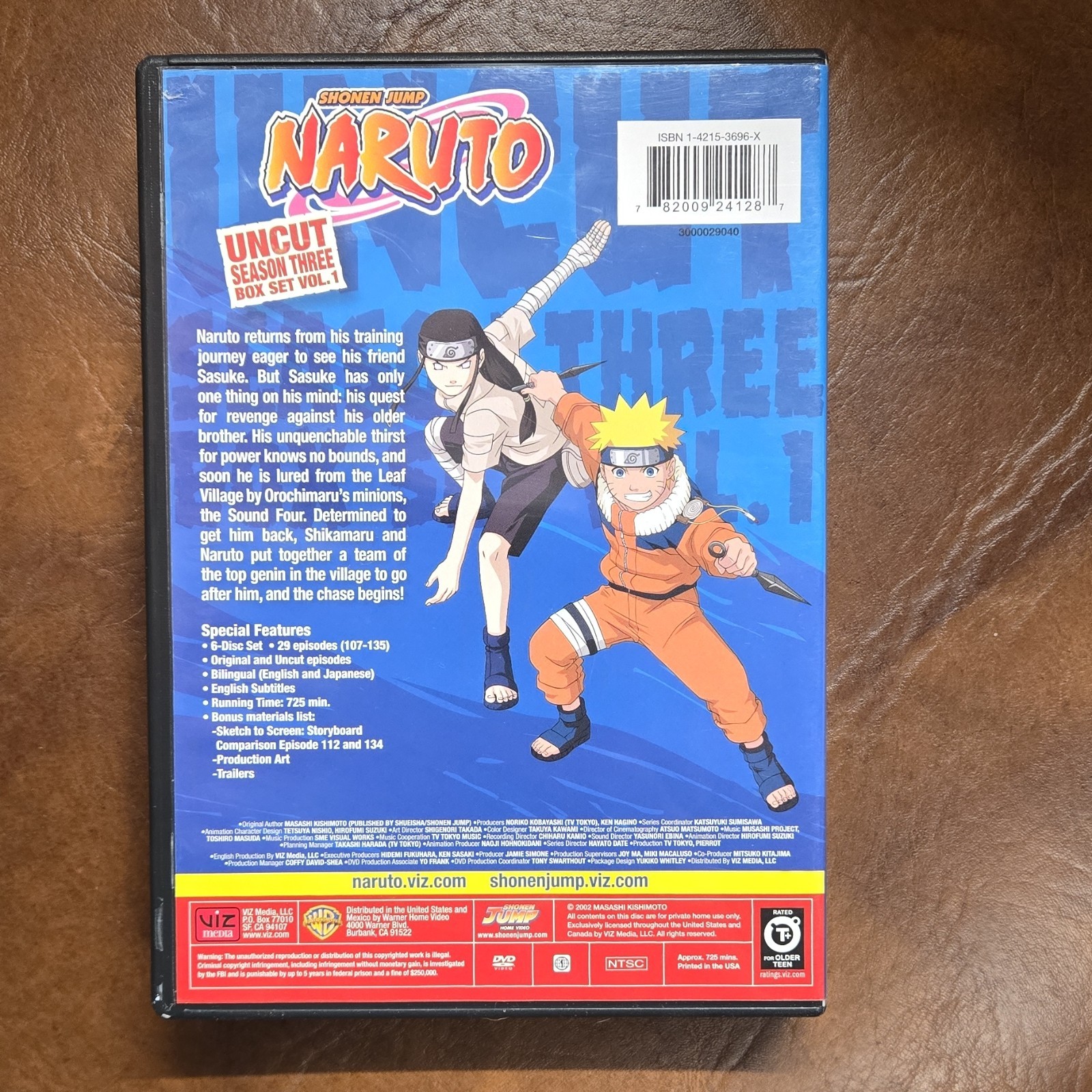 Viz Media: Naruto Uncut Season Three Box Set Vol. 1 (DVD, Junko Takeuchi, Subti…