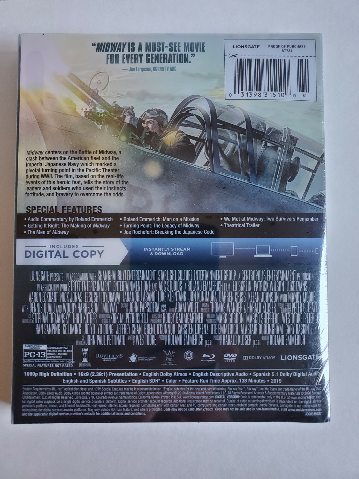 MIDWAY STEELBOOK (Blu-Ray + DVD + Digital) Target Exclusive w/ Plastic Slipcover