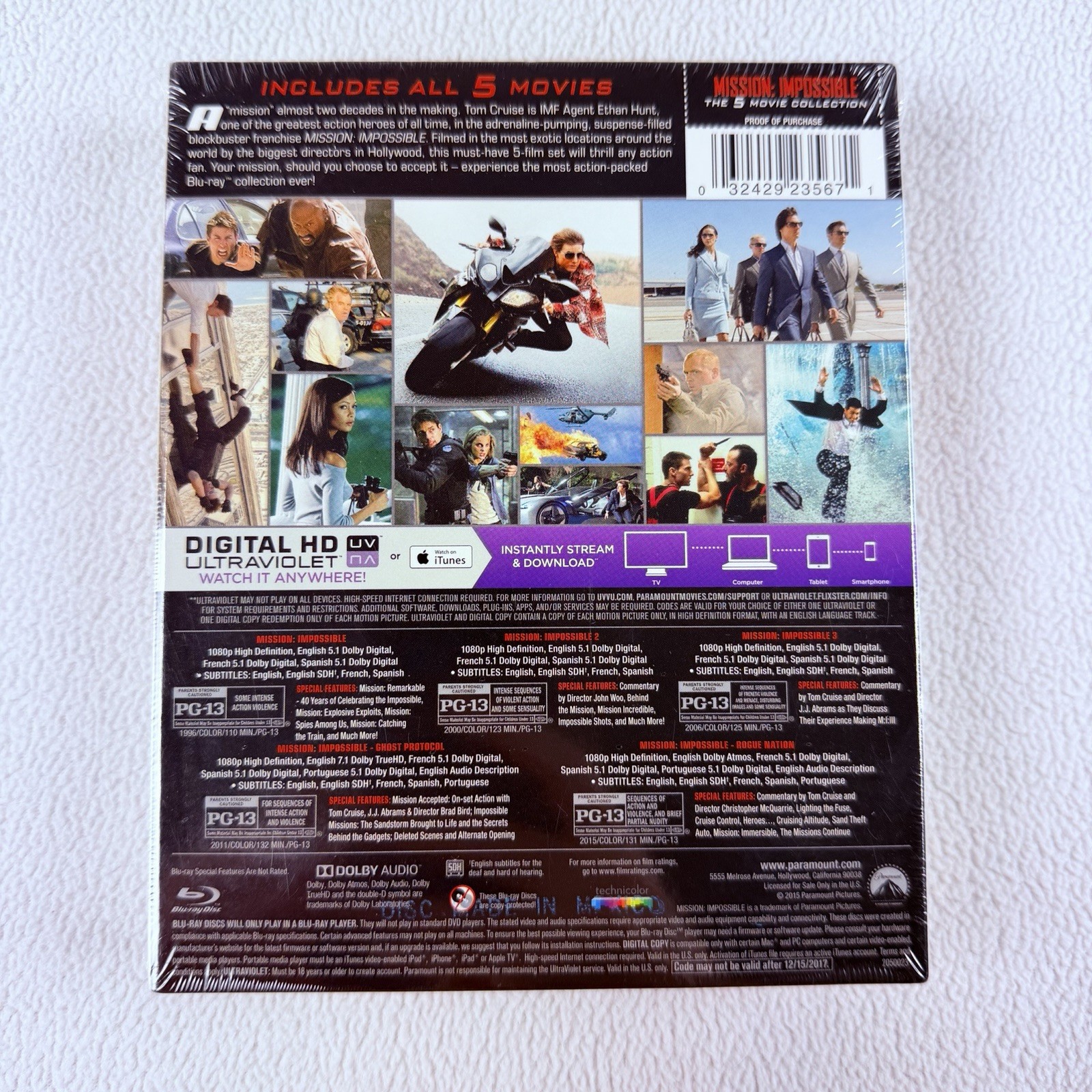Mission Impossible 5 Movie Collection Blu-ray Tom Cruise Action Set
